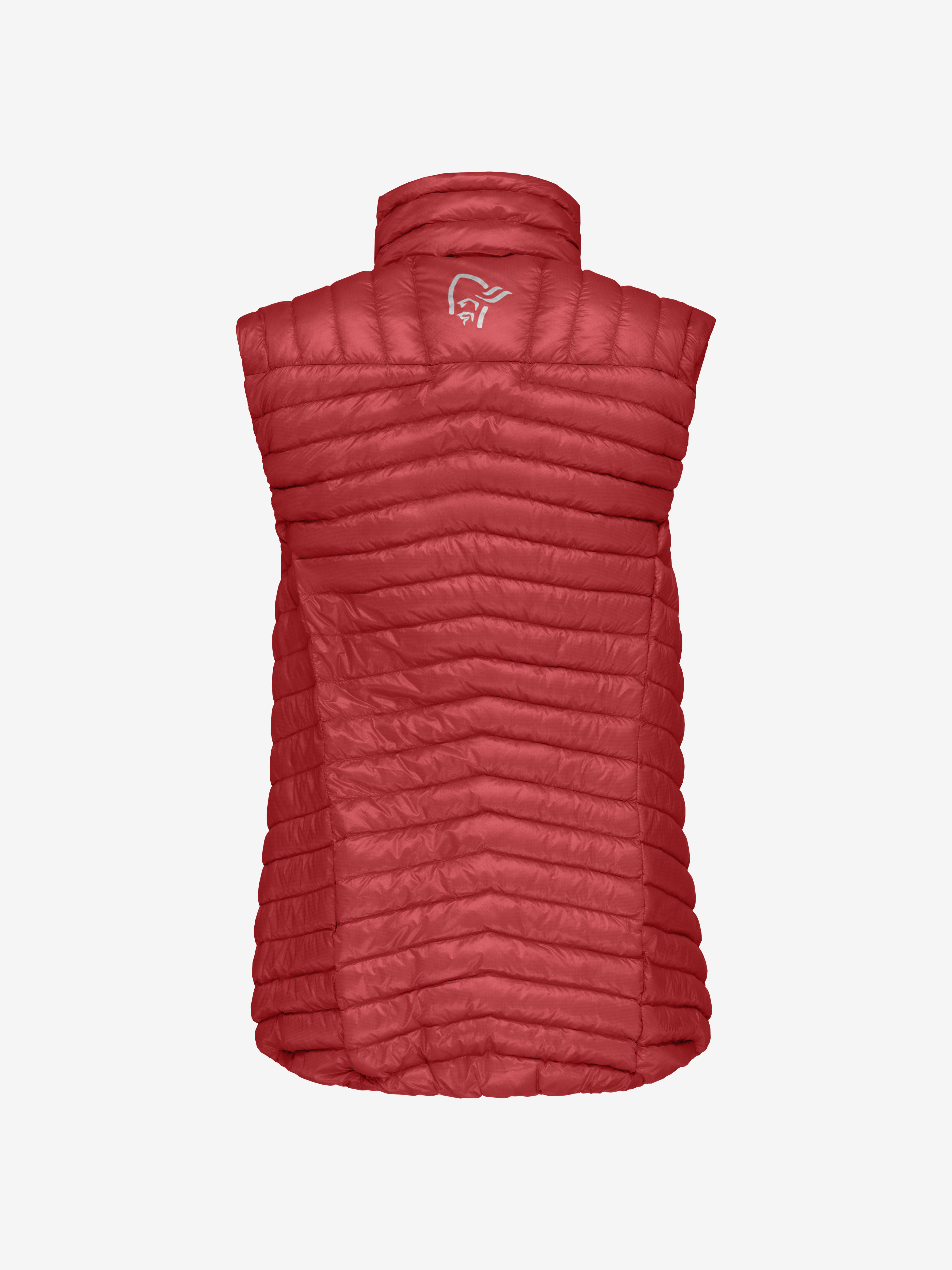 Packshot back image of trollveggen superlight down850 Vest True Red
