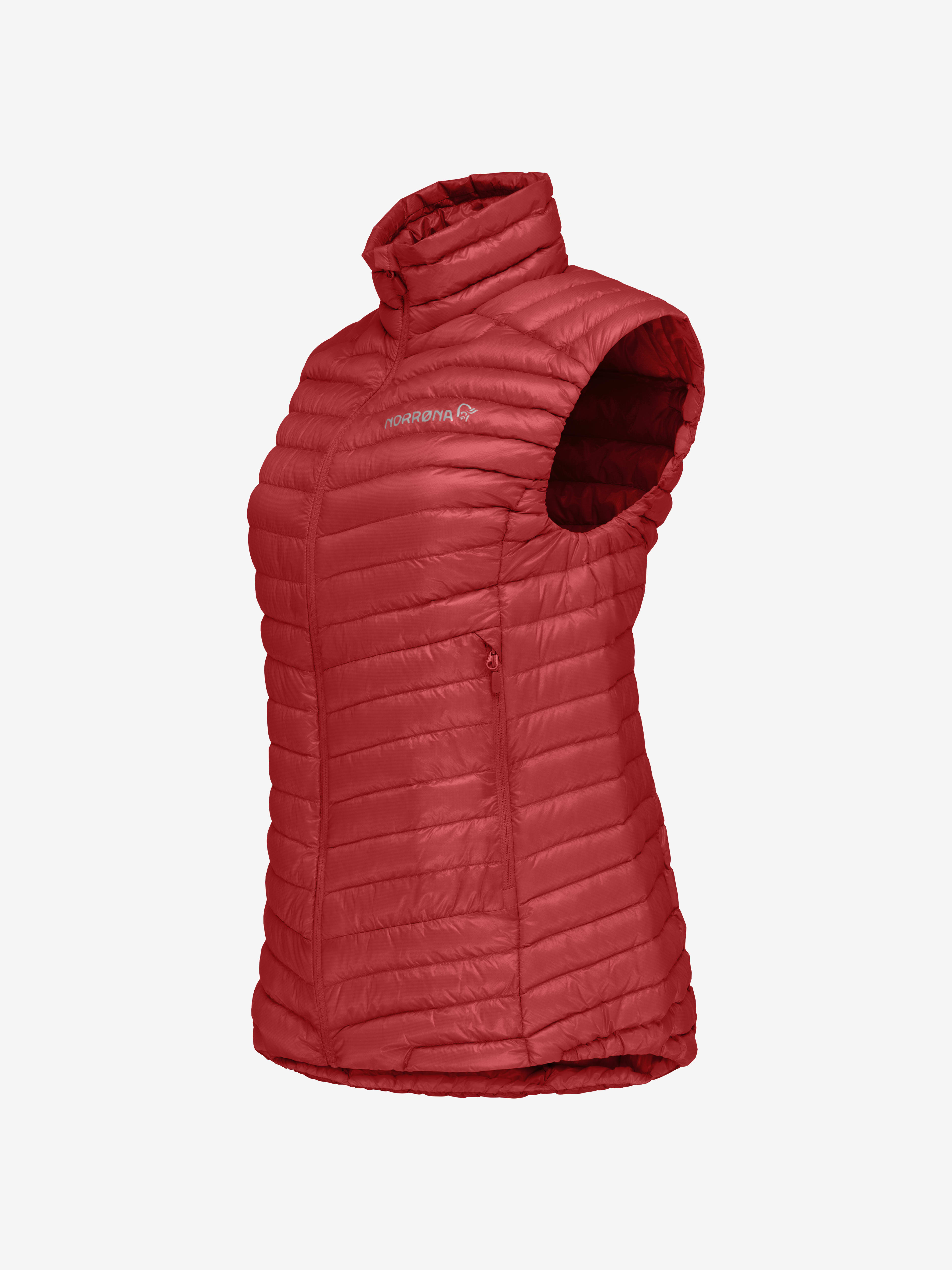 Packshot front left image of trollveggen superlight down850 Vest True Red