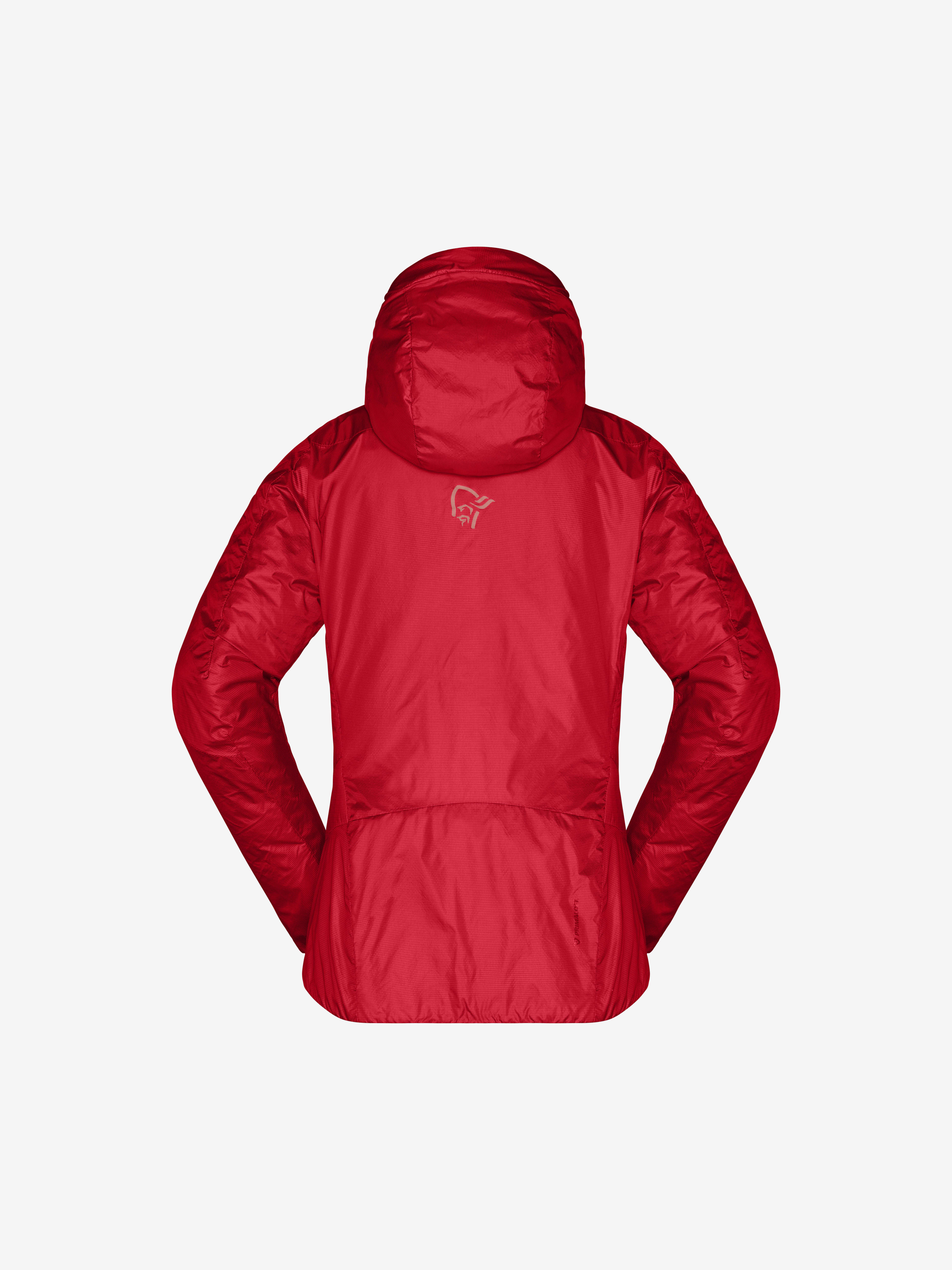 Packshot back image of trollveggen Primaloft100 Zip Hood True Red
