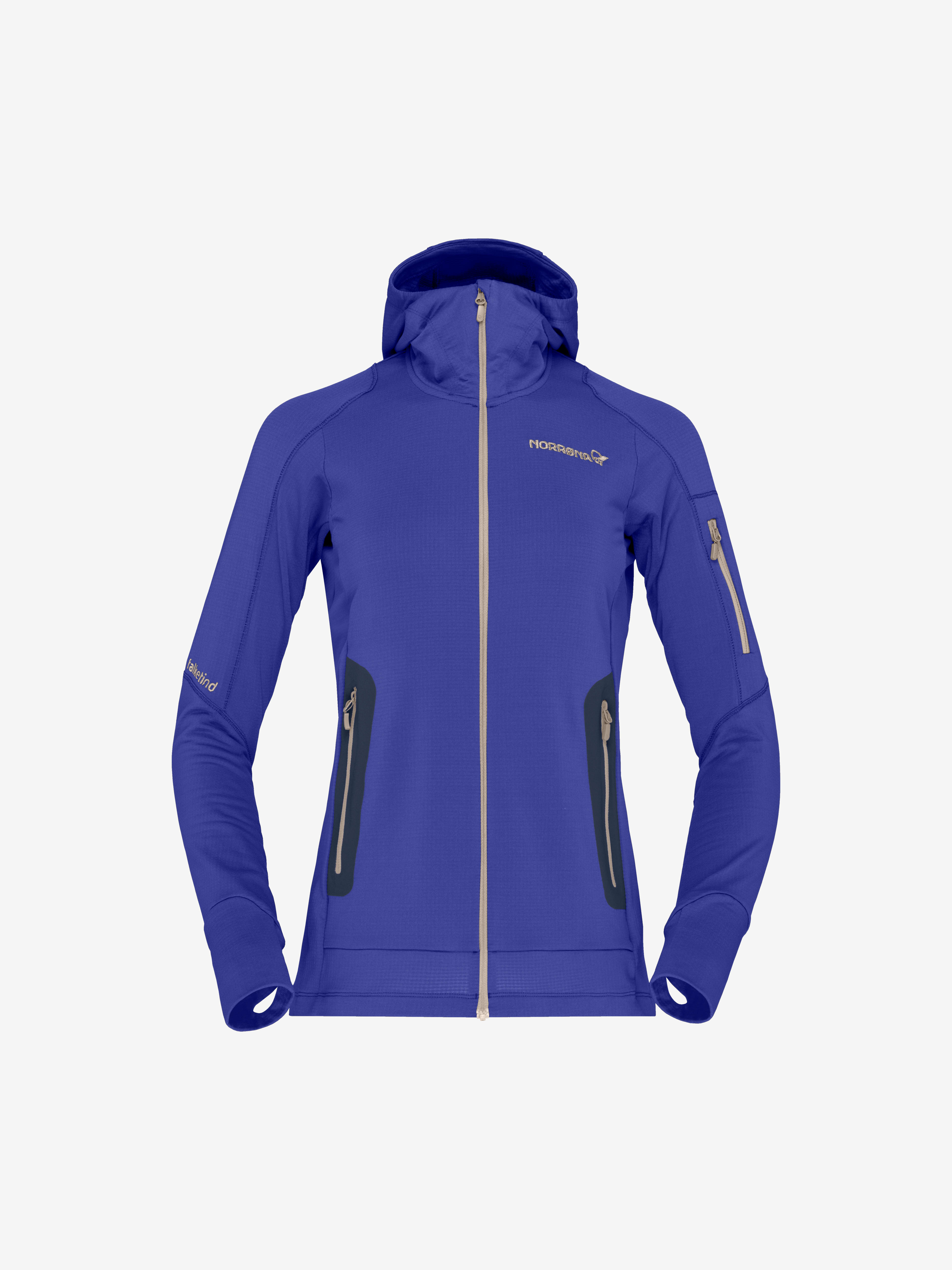 Packshot front image of falketind Power Grid Zip Hood Royal Blue