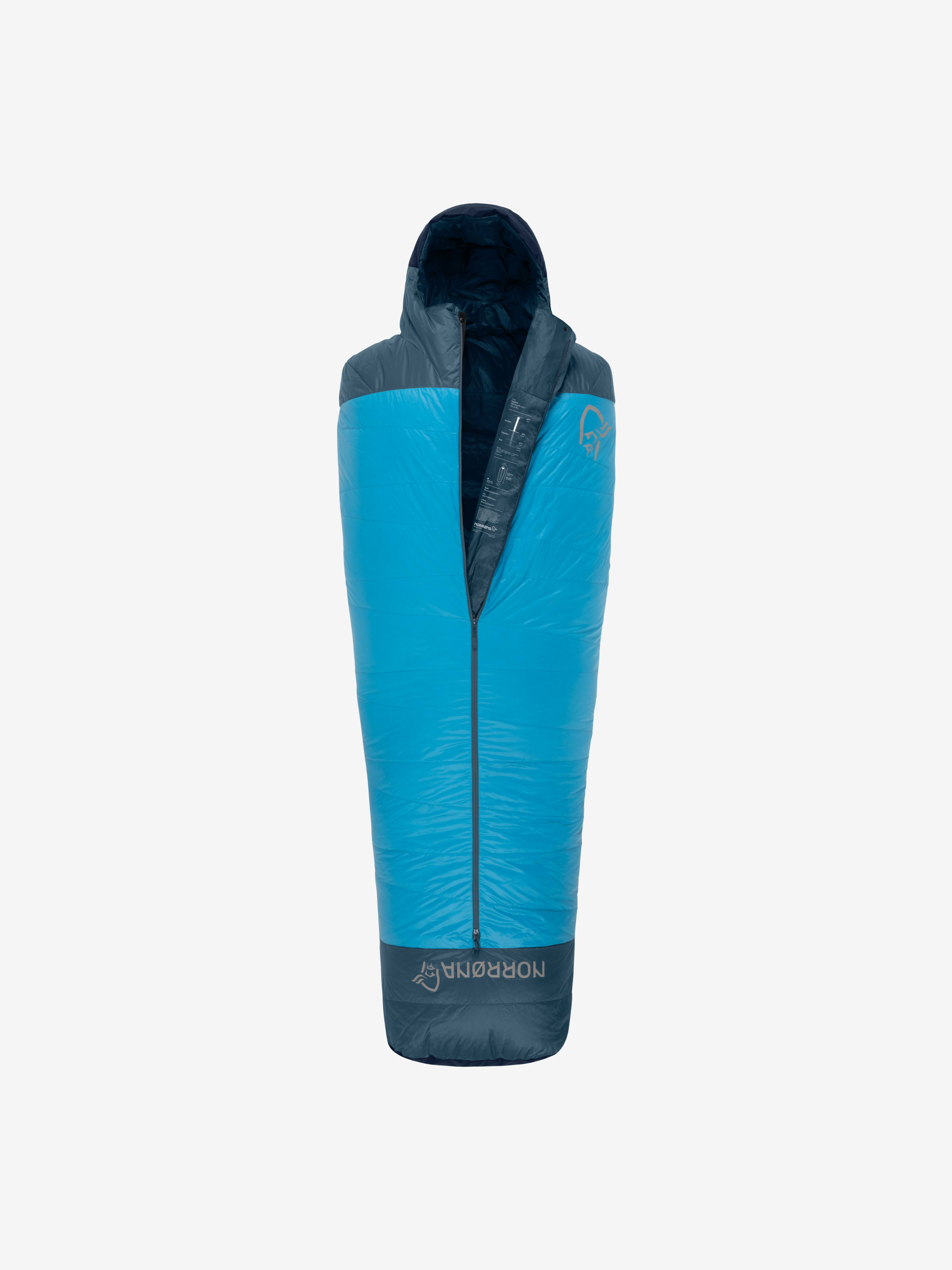 Packshot back image of falketind down800 +10C Sleeping Bag 170 Hawaiian Surf Blue