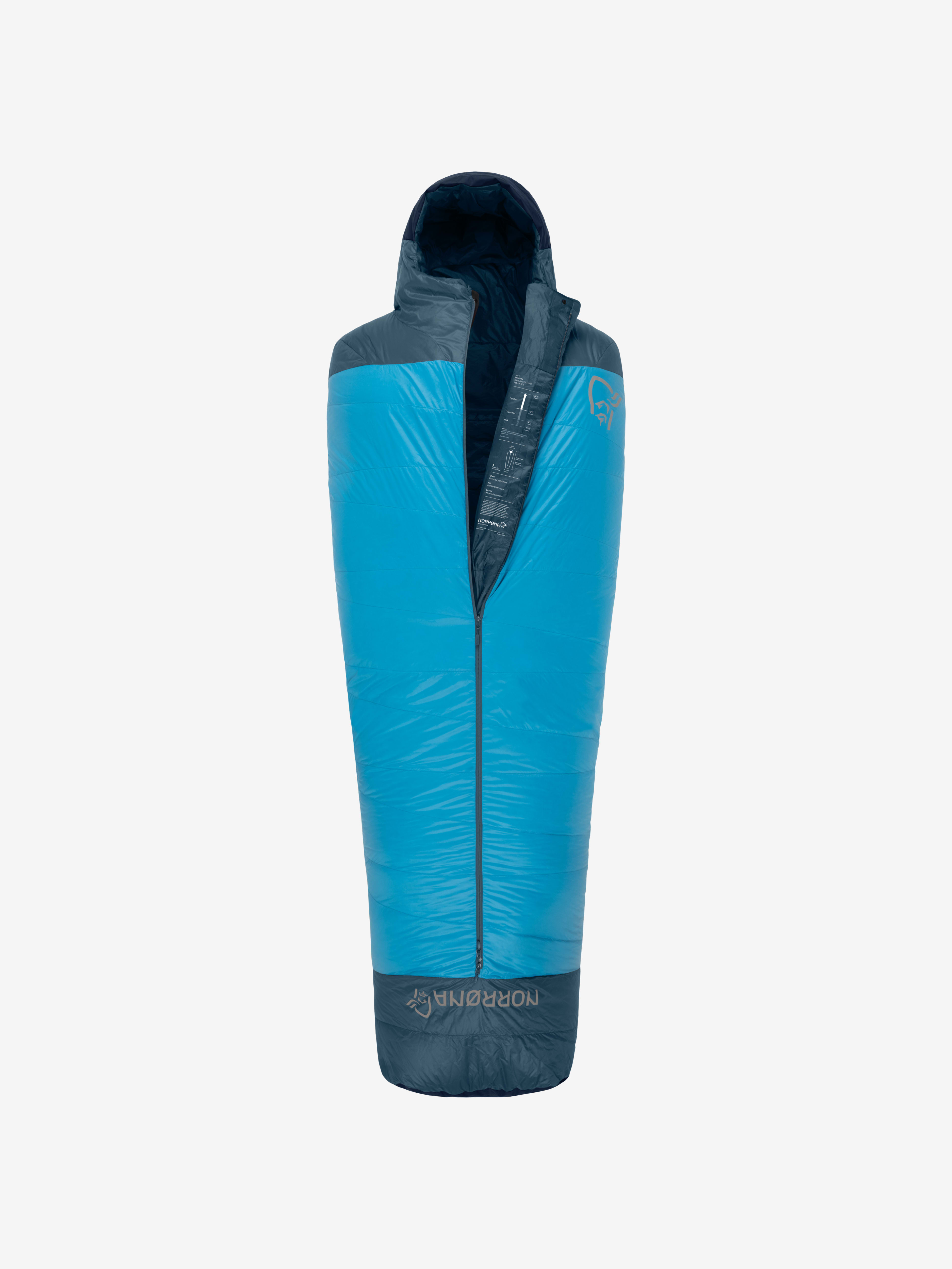 Packshot back image of falketind down800 +10C Sleeping Bag 185 Hawaiian Surf Blue