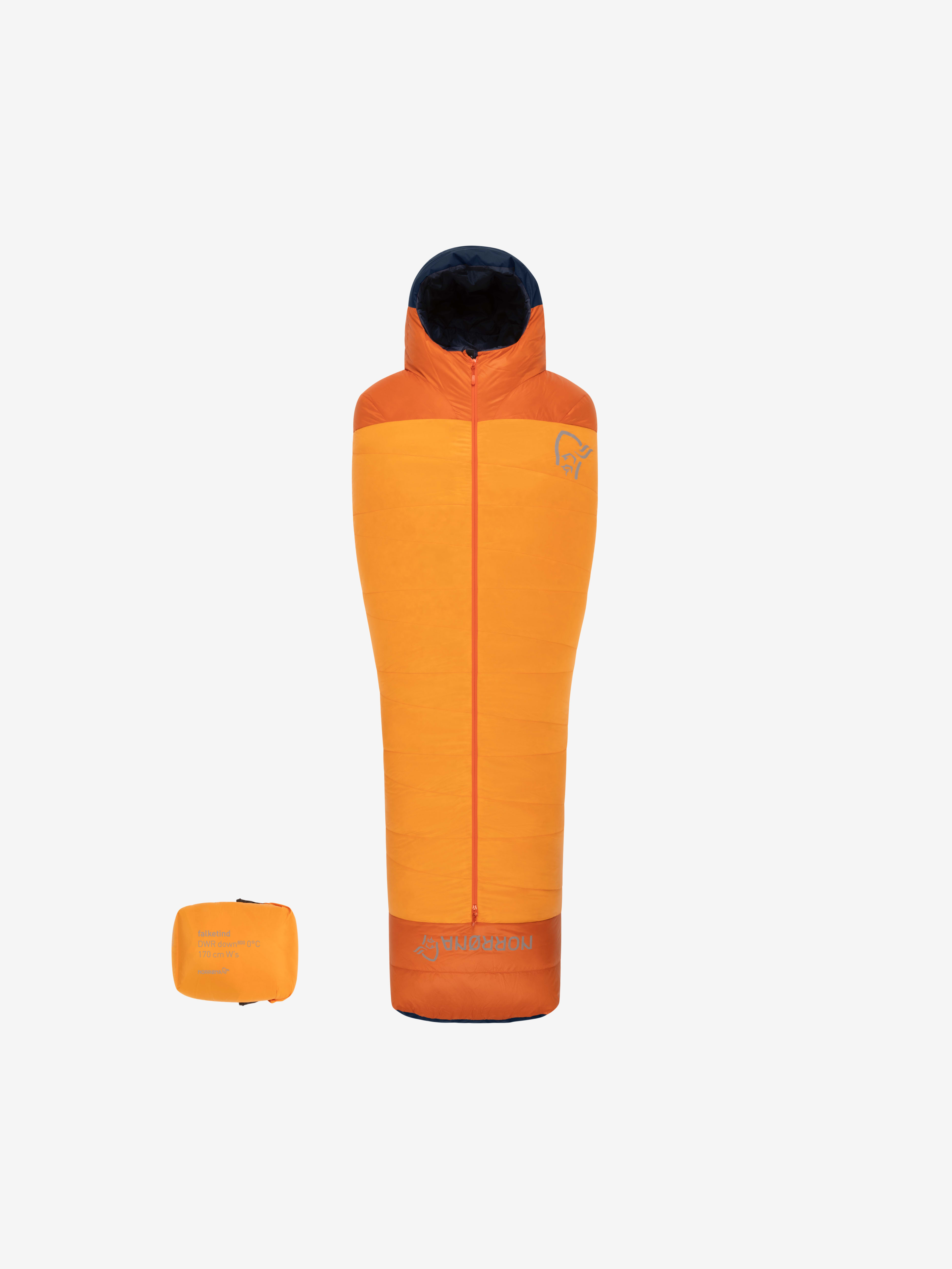 Packshot back image of falketind down800 0C Sleeping Bag 170 Orange Popsicle