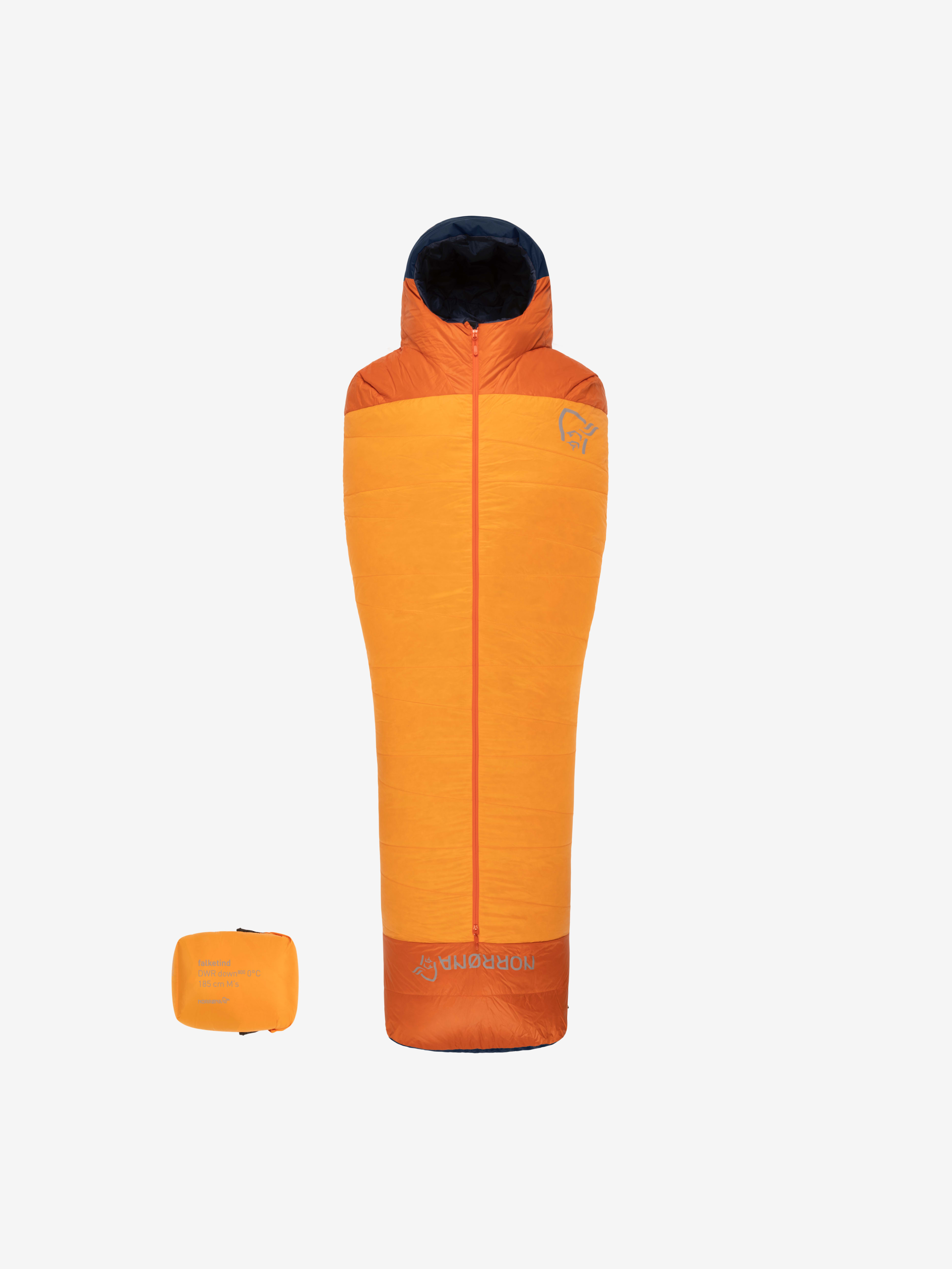 Packshot back image of falketind down800 0C Sleeping Bag 185 Orange Popsicle