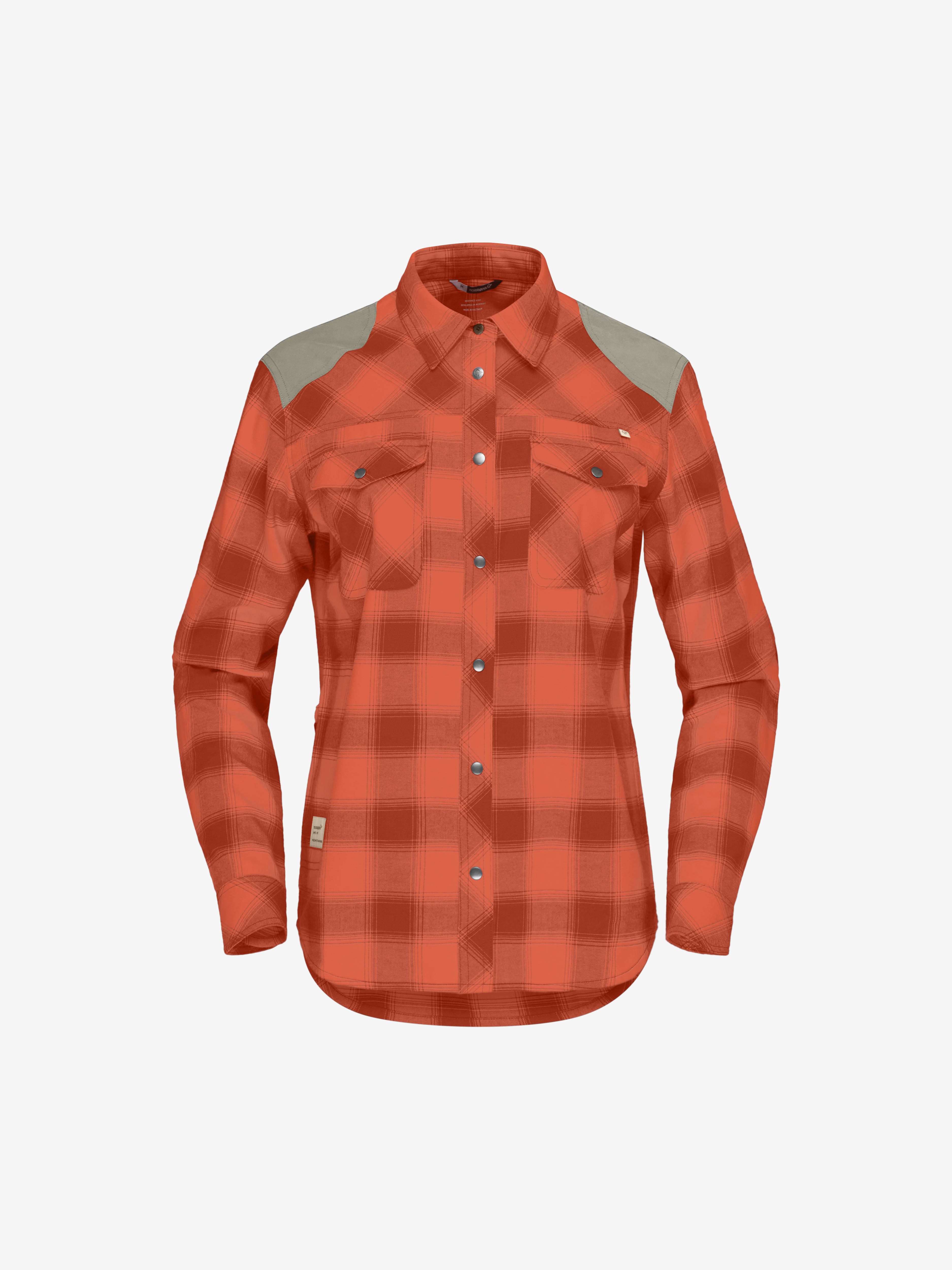 Packshot front image of svalbard flannel Shirt Orange Alert/Rooibos Tea