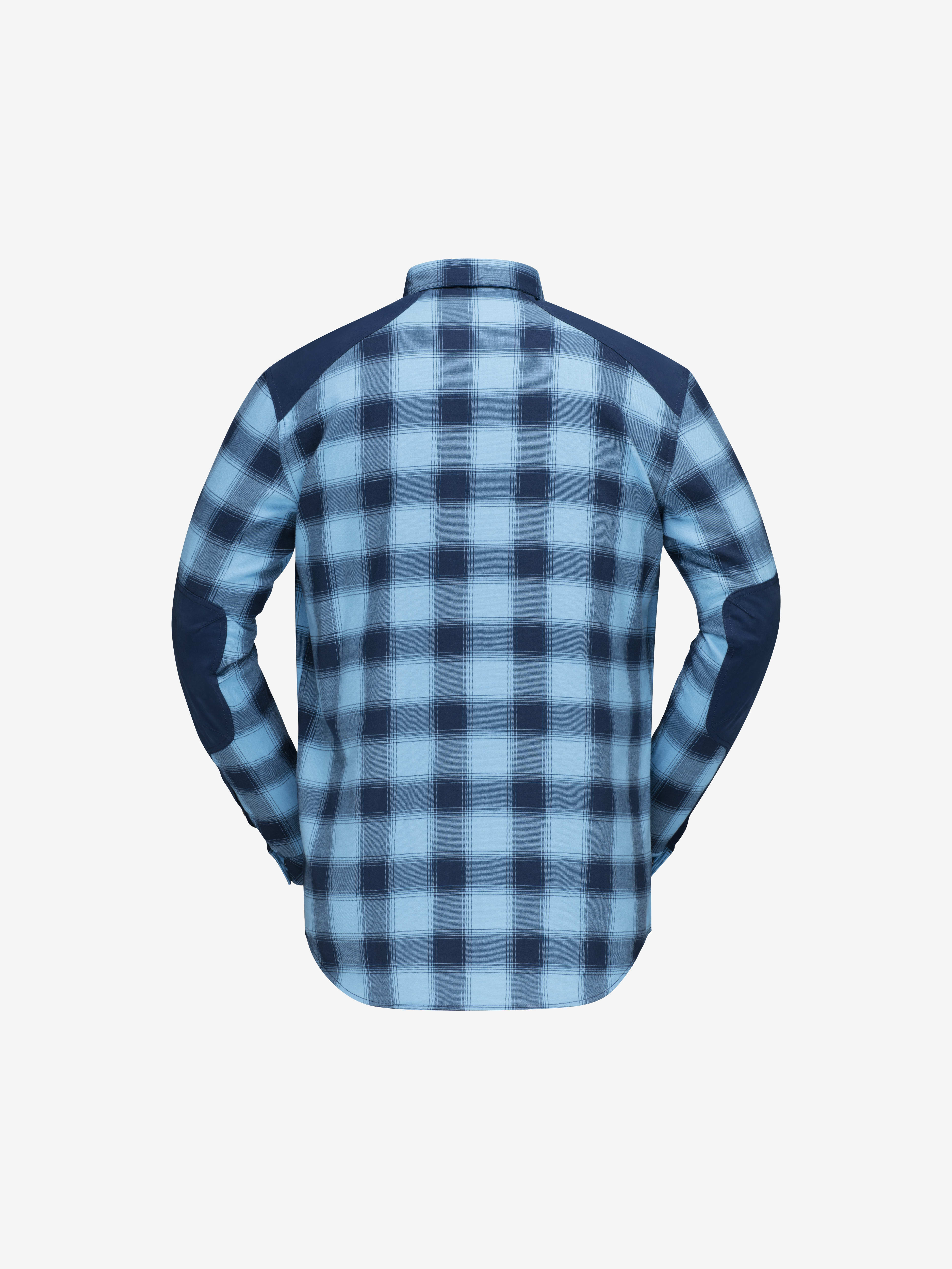 Packshot back image of svalbard flannel Shirt Heritage Blue/Indigo Night