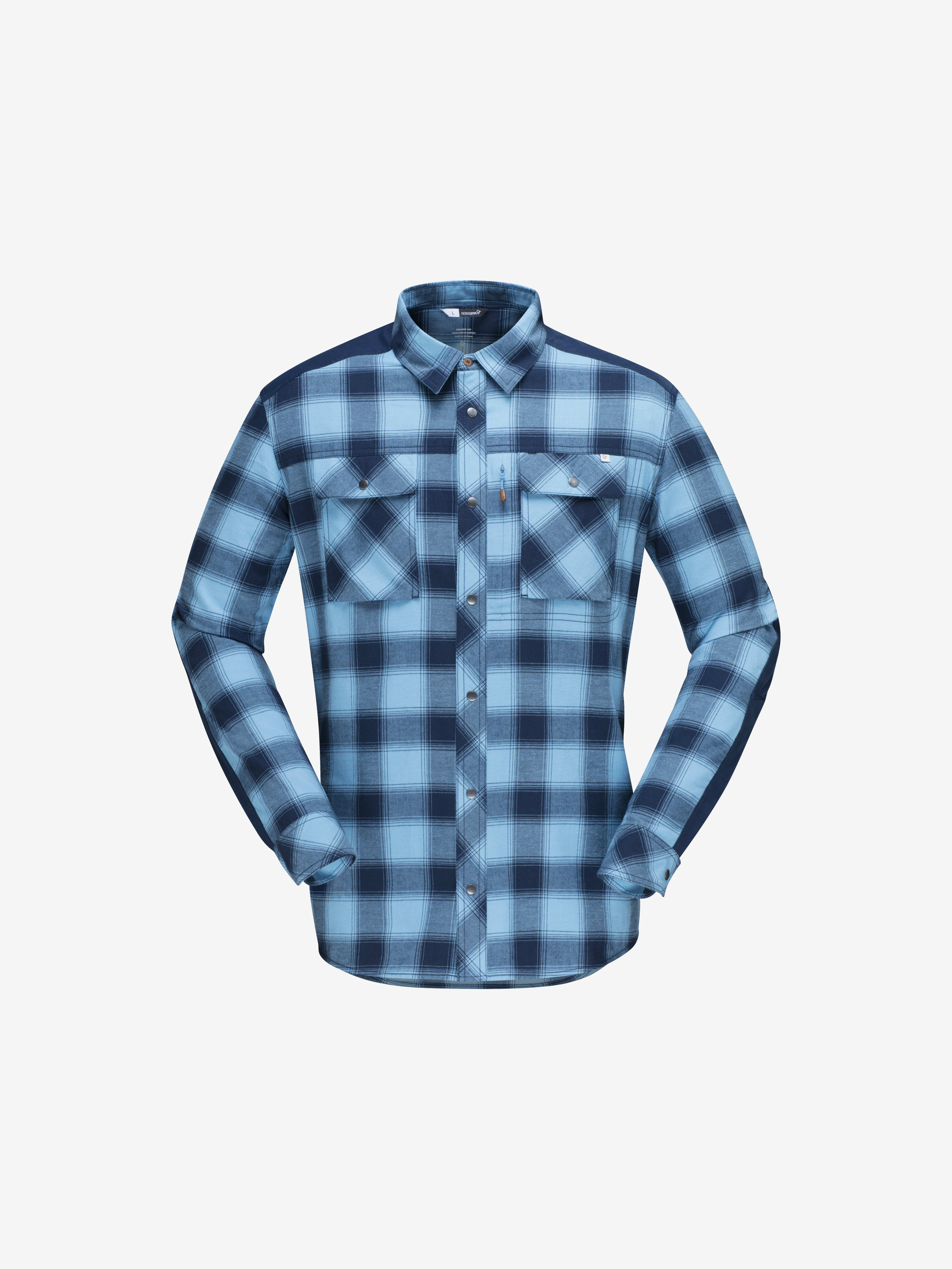 Packshot front image of svalbard flannel Shirt Heritage Blue/Indigo Night