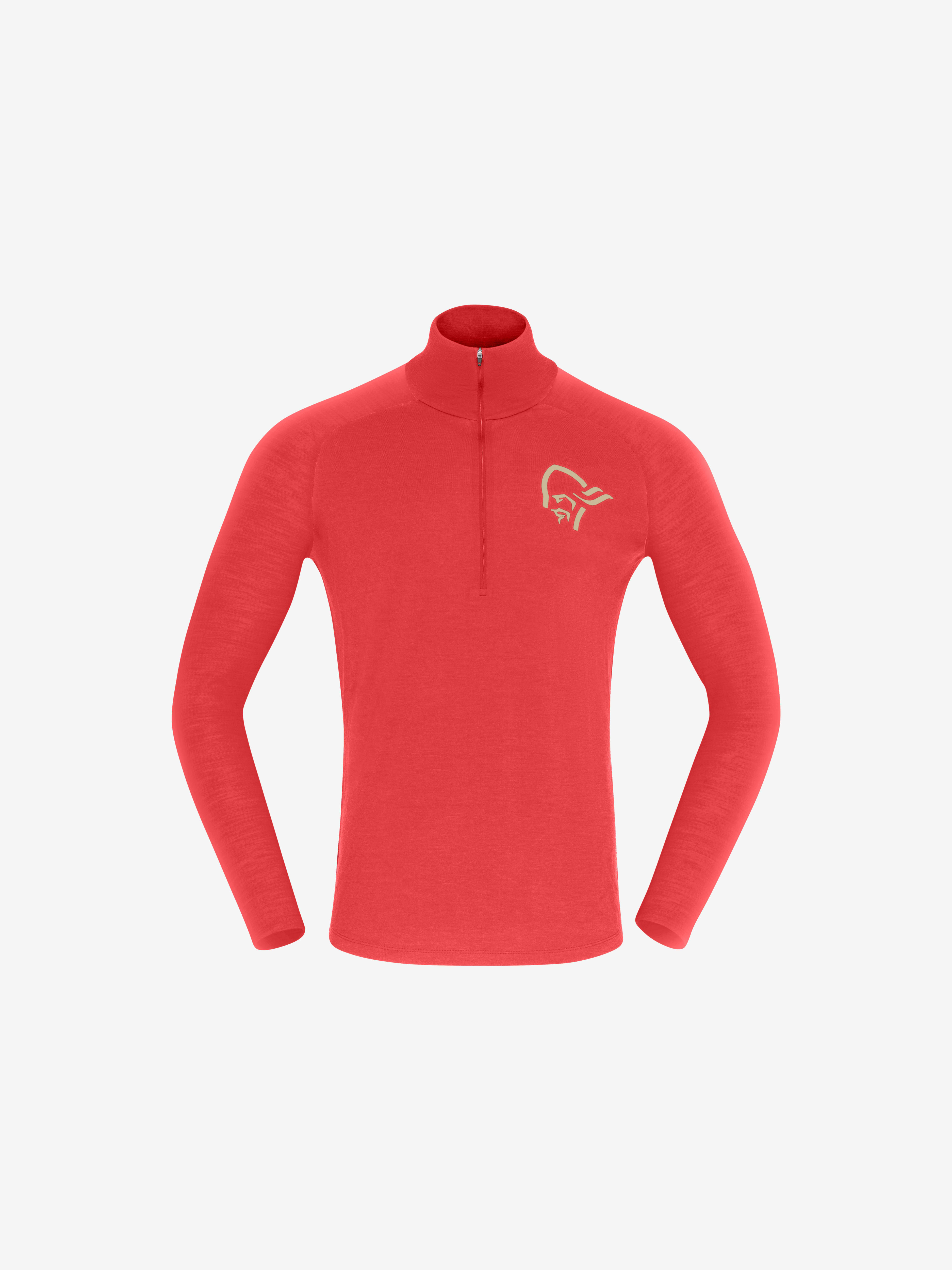 Packshot front image of femund pureUll Zip Neck Paprika red
