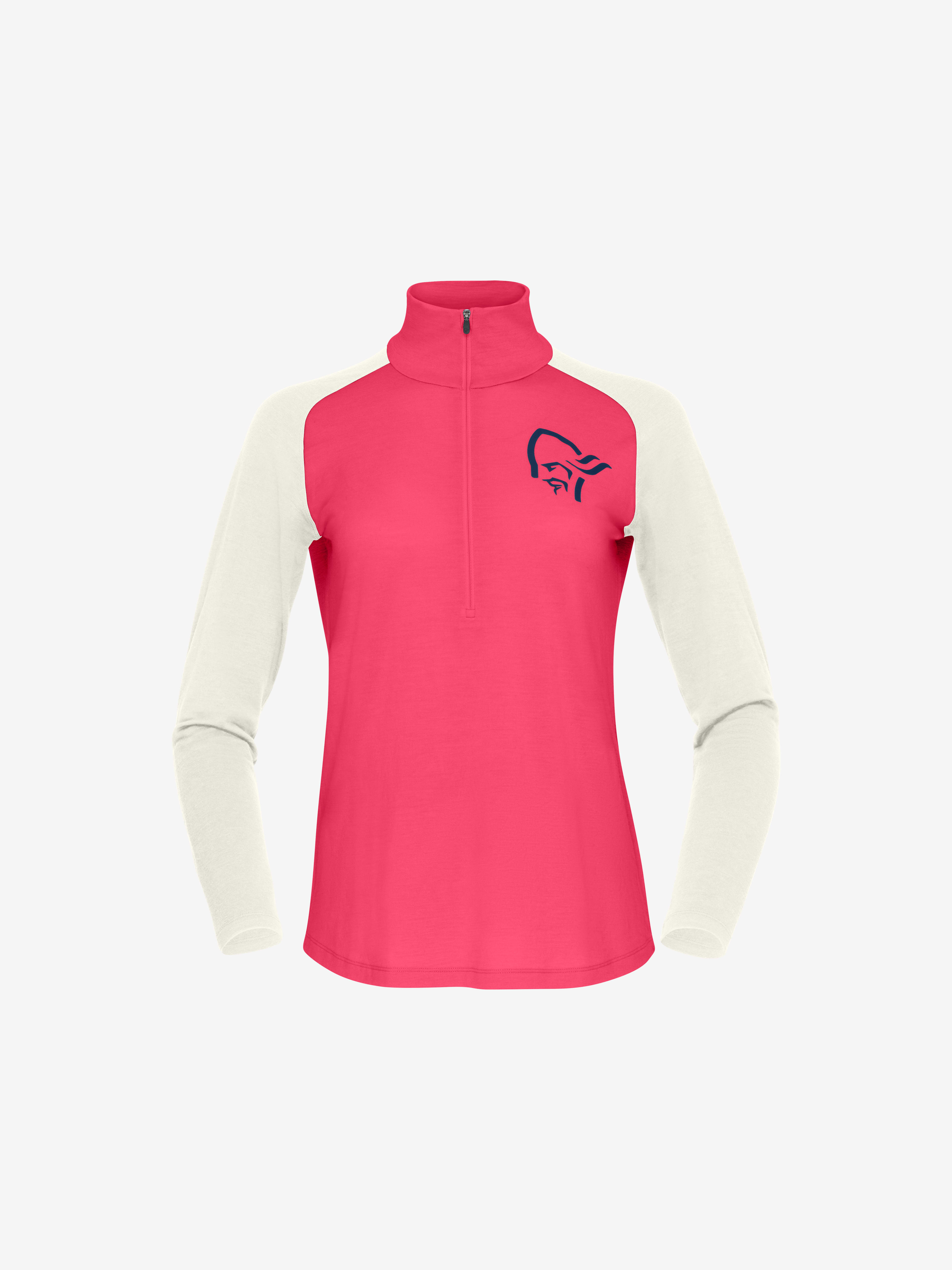 Packshot front image of norrona pureUll Zip Neck Honeysuckle/Snowdrop