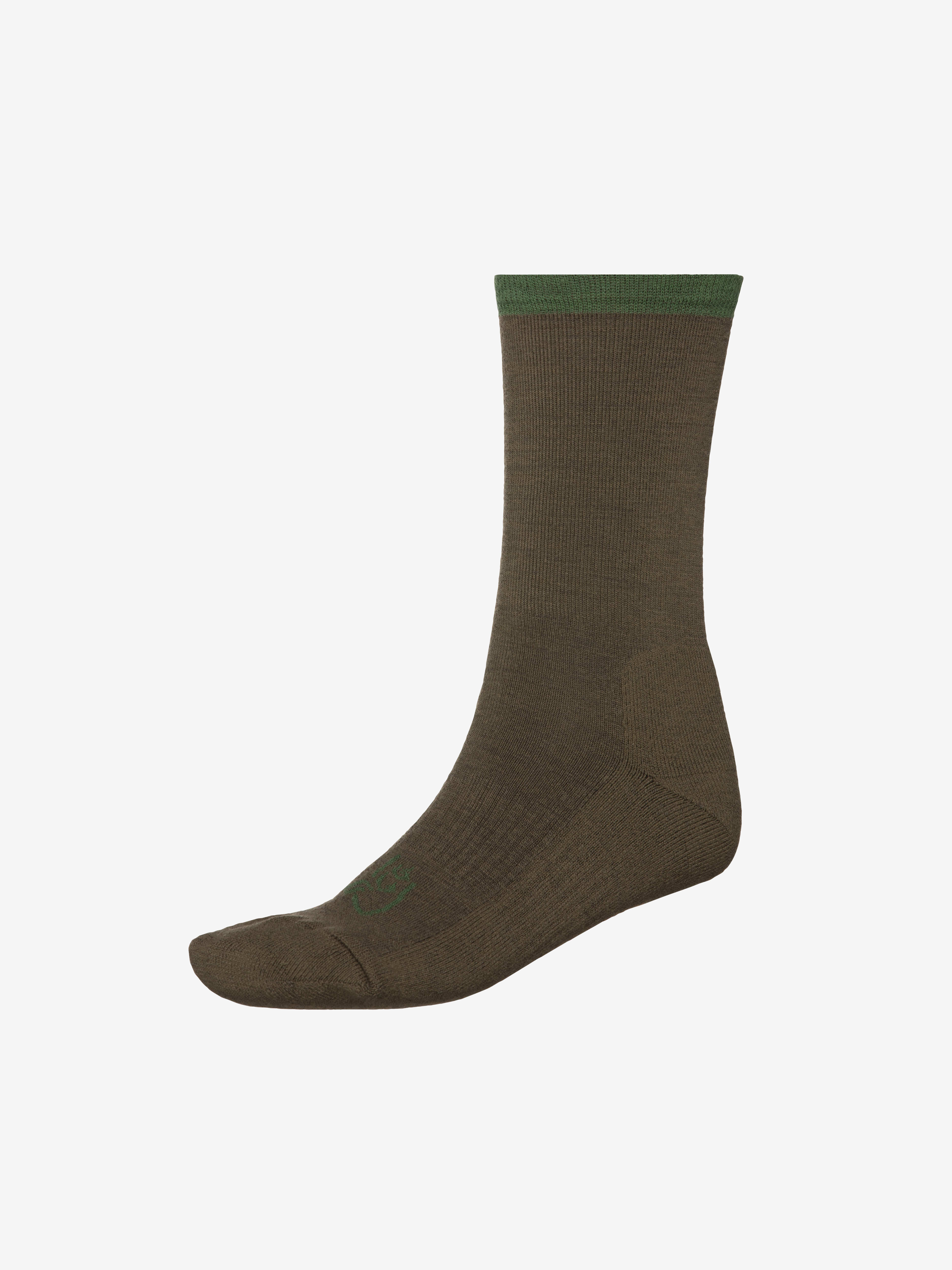 Packshot front image of finnskogen mid weight Merino Socks Dark Olive