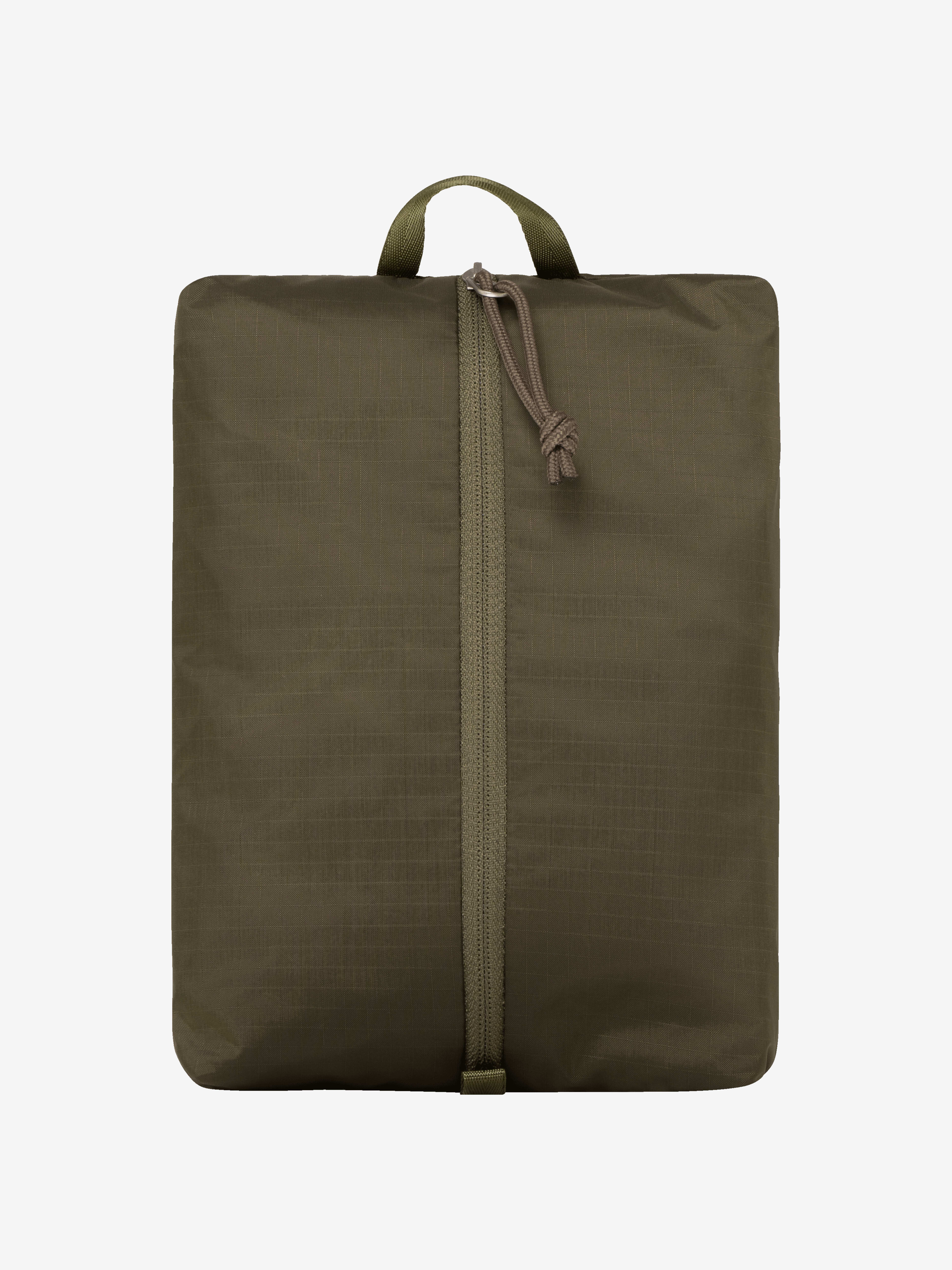 Packshot back image of norrona econyl70 80L rain cover Olive Night