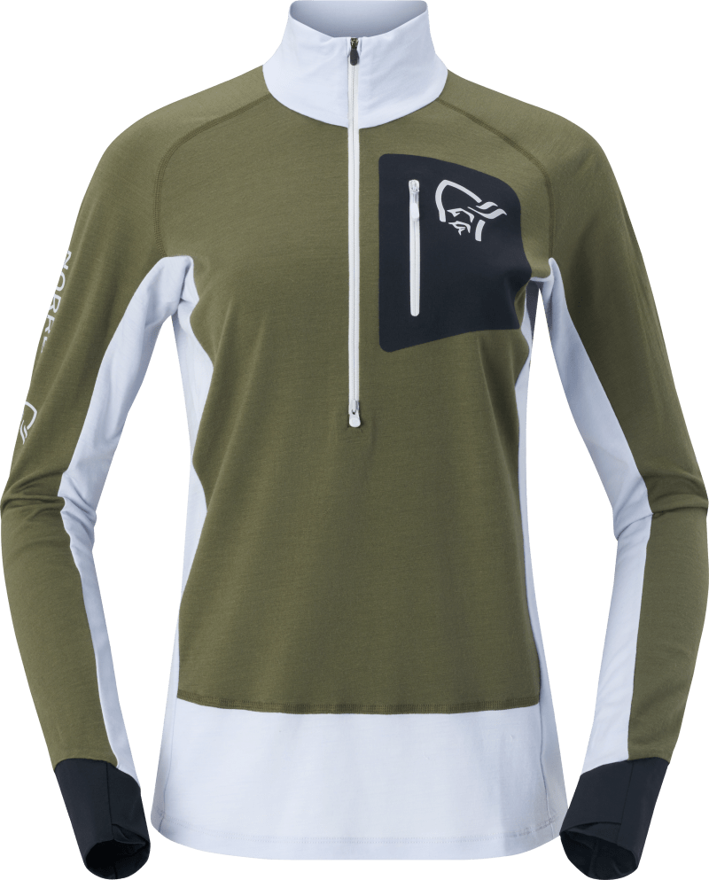 lofoten corespunUll Zip Polo W's Olive Night/Light Grey