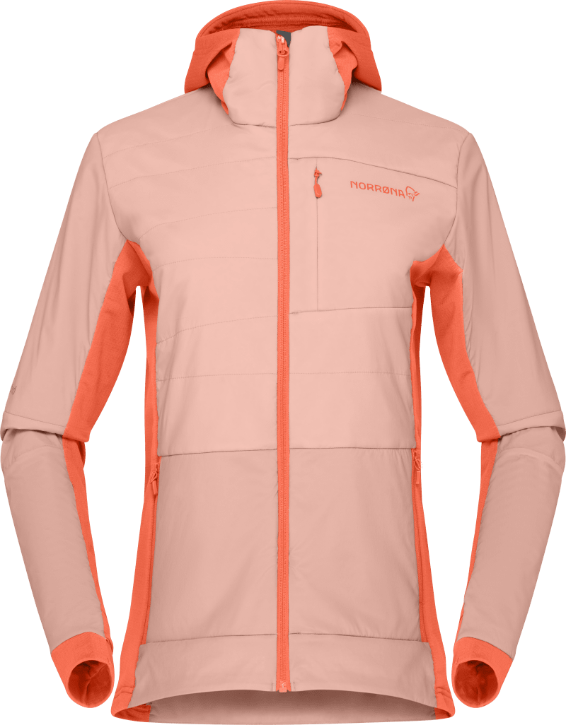 falketind Alpha90 insulated Zip Hood W's Orange Alert/Peach Amber