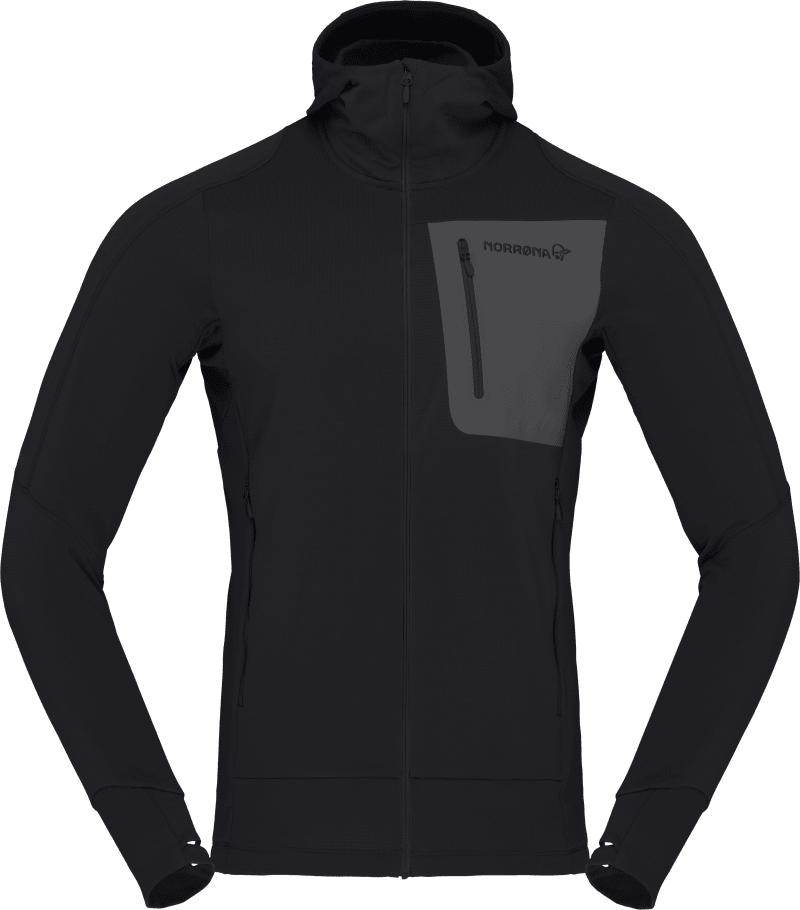 falketind Power Grid Zip Hood M's Caviar Black
