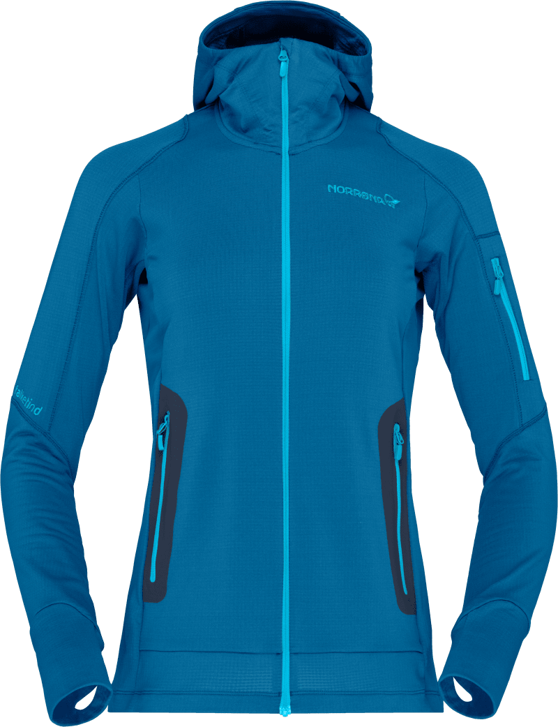 falketind Power Grid Zip Hood W's Mykonos Blue