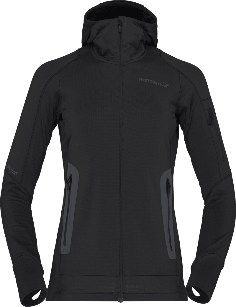 falketind Power Grid Zip Hood W's Caviar Black