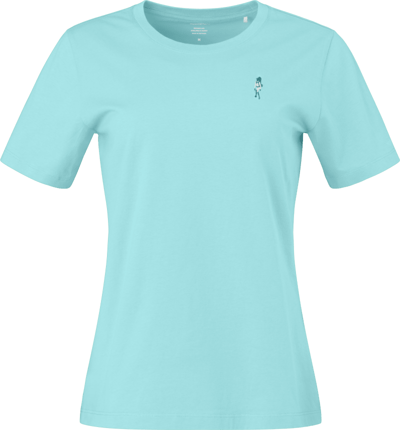 /29 cotton activity embroidery T-shirt W's Aqua Haze