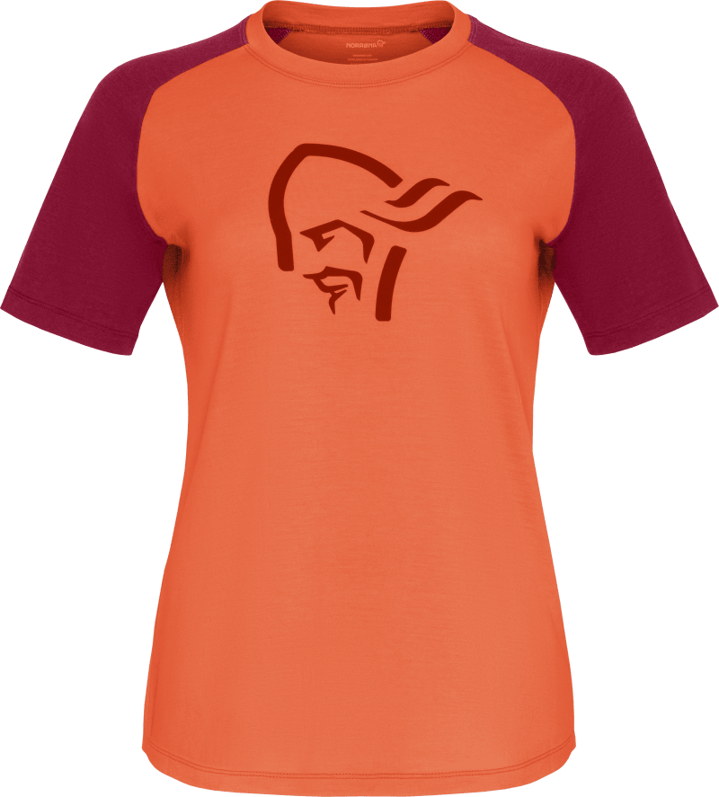 norrøna pureUll T-shirt W's Orange Alert/Rhubarb