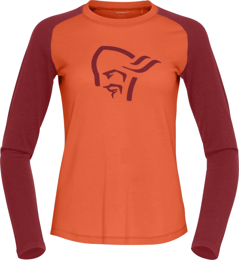 norrøna pureUll Long sleeve W's Orange Alert/Rhubarb