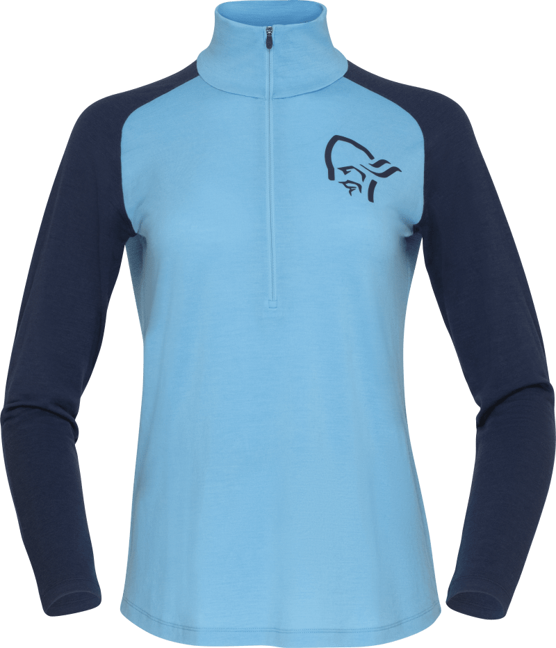 norrøna pureUll Zip Neck W's Aquarius/Indigo Night