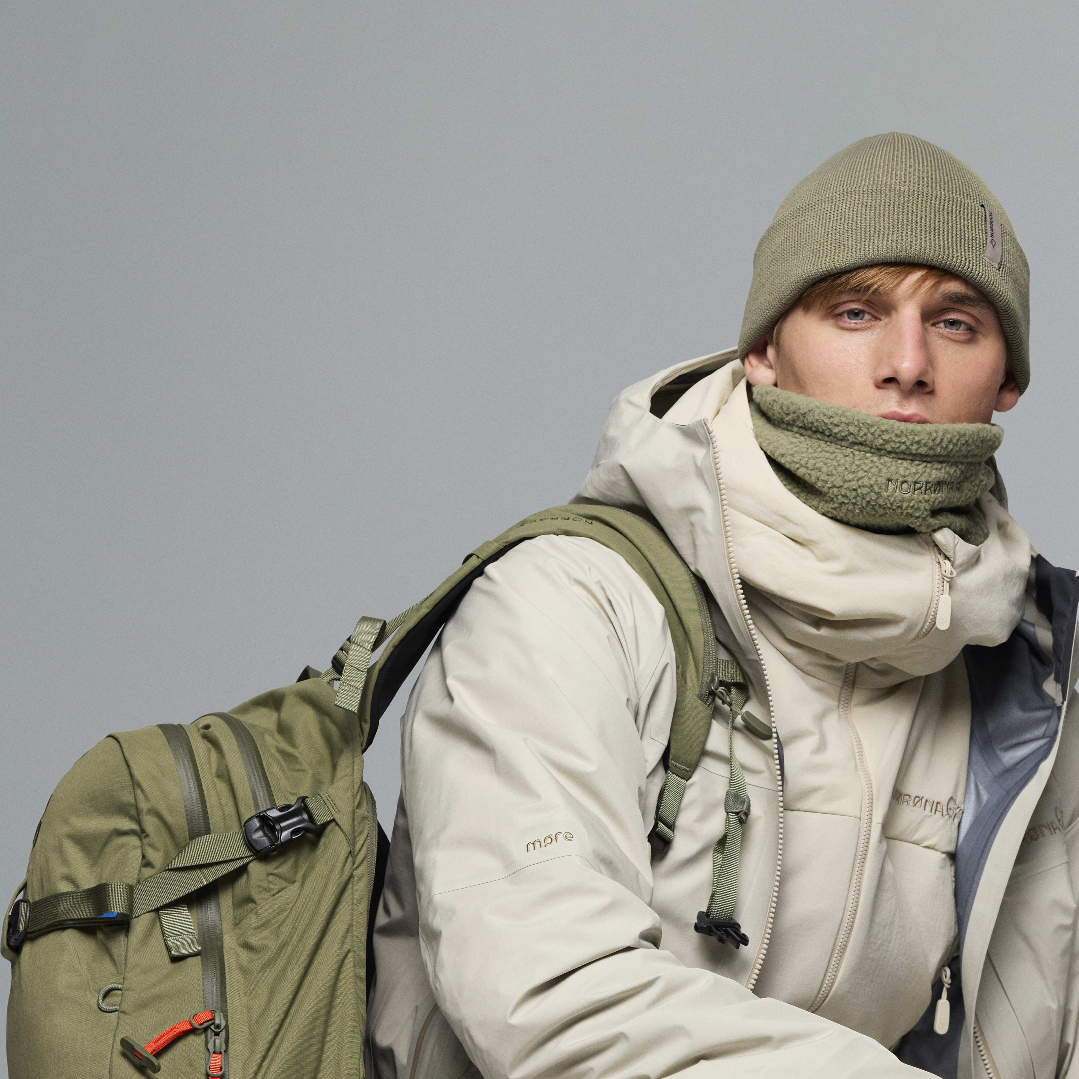 Male Look back image of more Gore-Tex Jacket Oatmeal