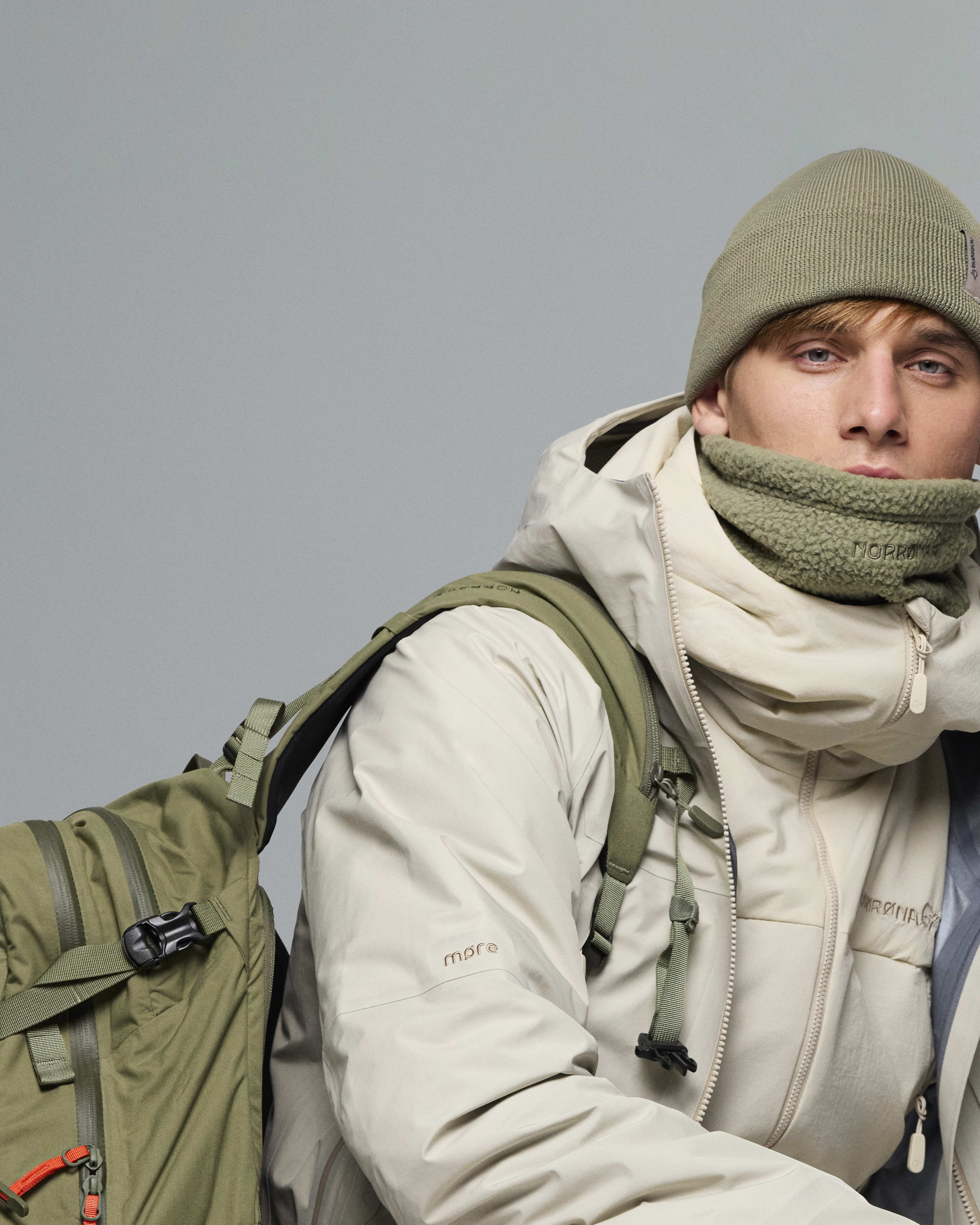 Male Look back image of more Gore-Tex Jacket Oatmeal