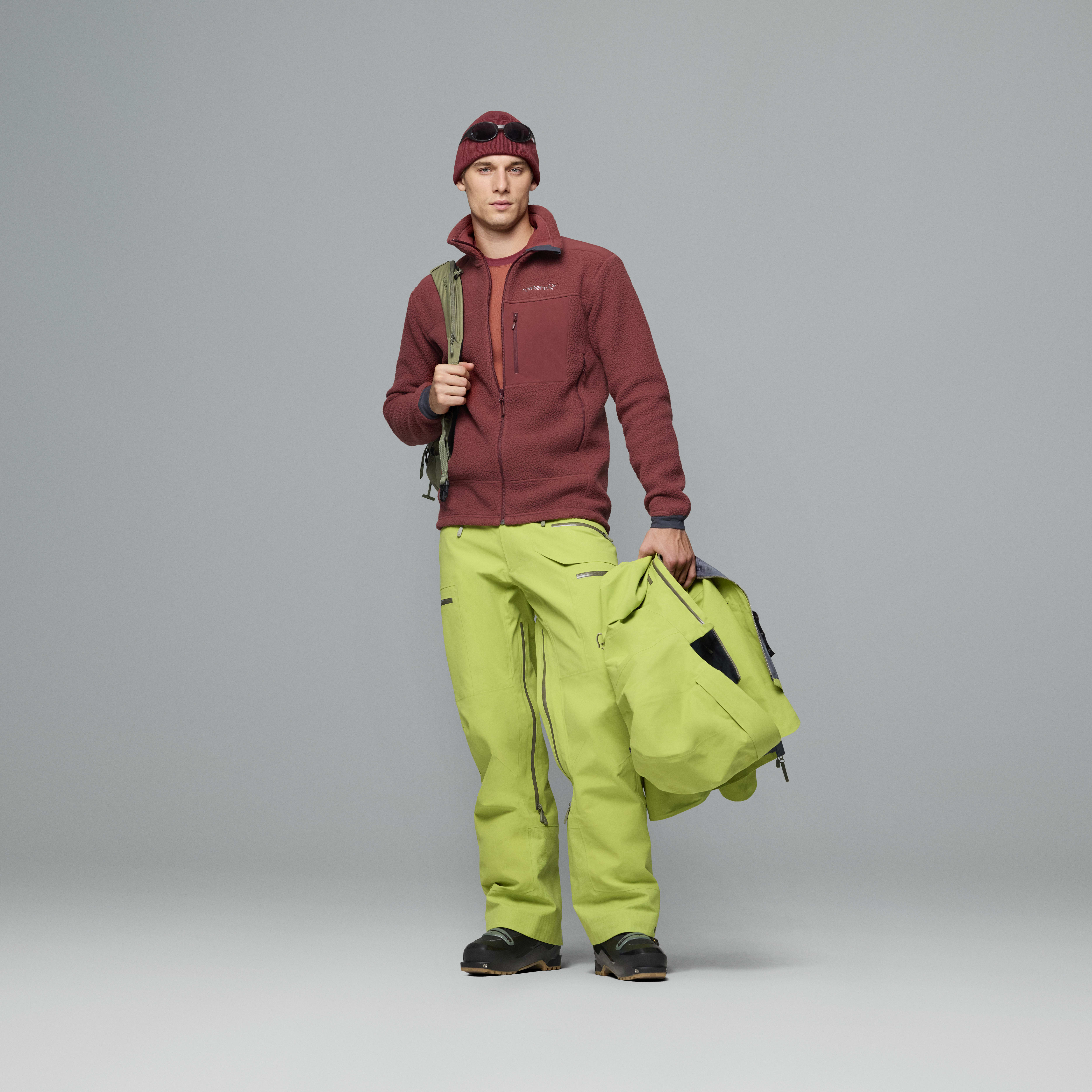 Male Look back image of lofoten Gore-Tex Pro Plus Pants Dark Citron
