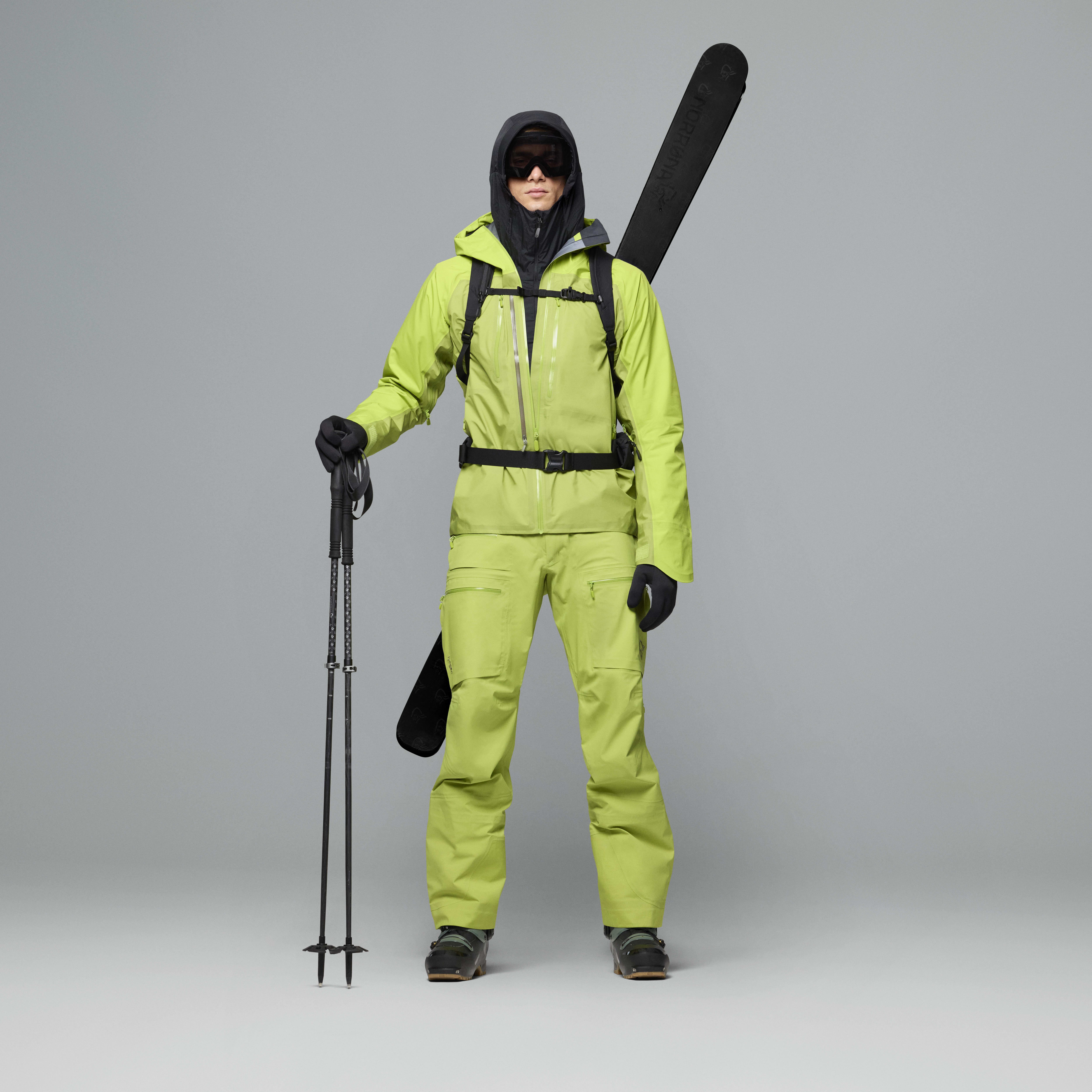 Male Look back image of lyngen Gore-Tex Jacket Dark Citron/Tender Shoots