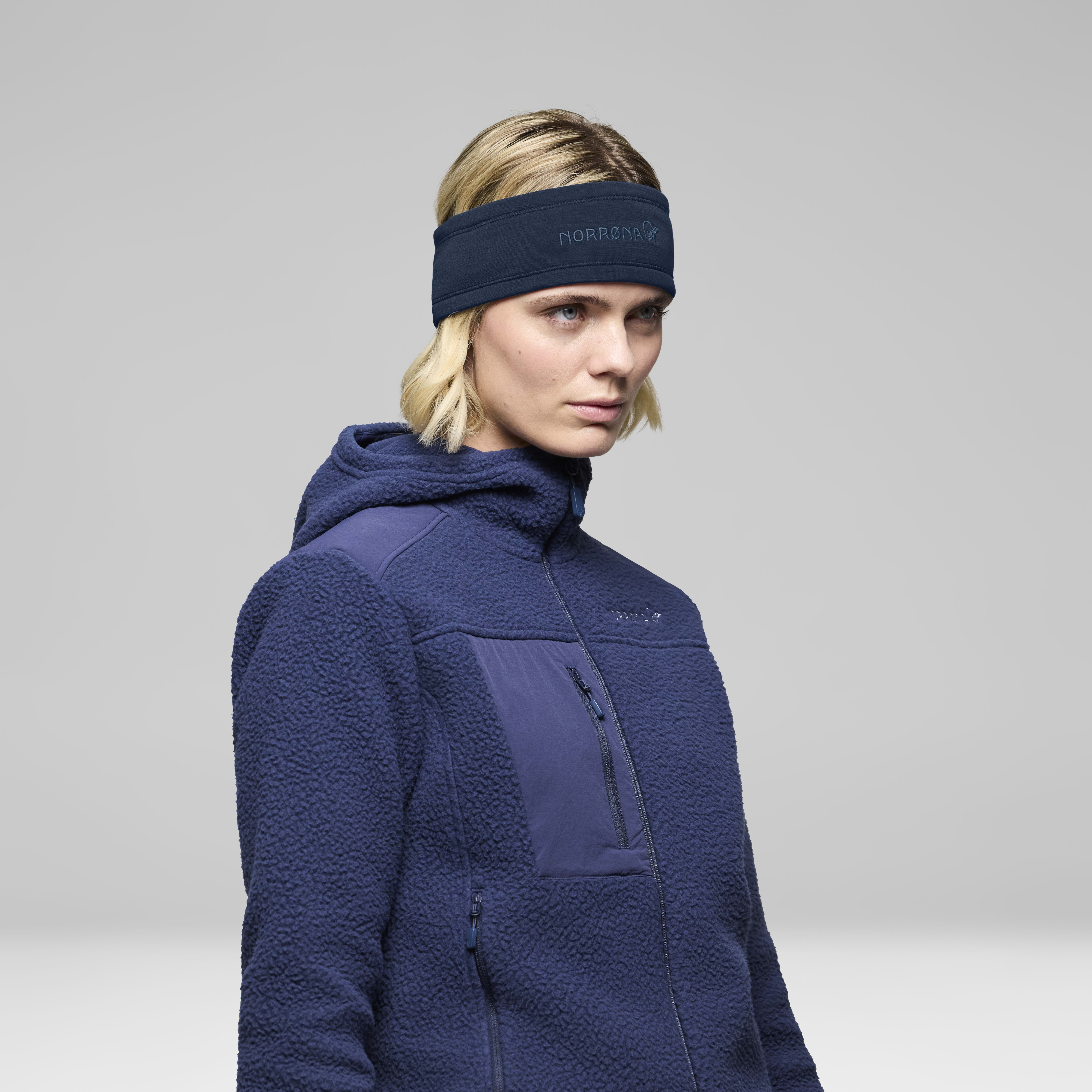 Female Look back image of 29 warmwool2 Headband Indigo Night