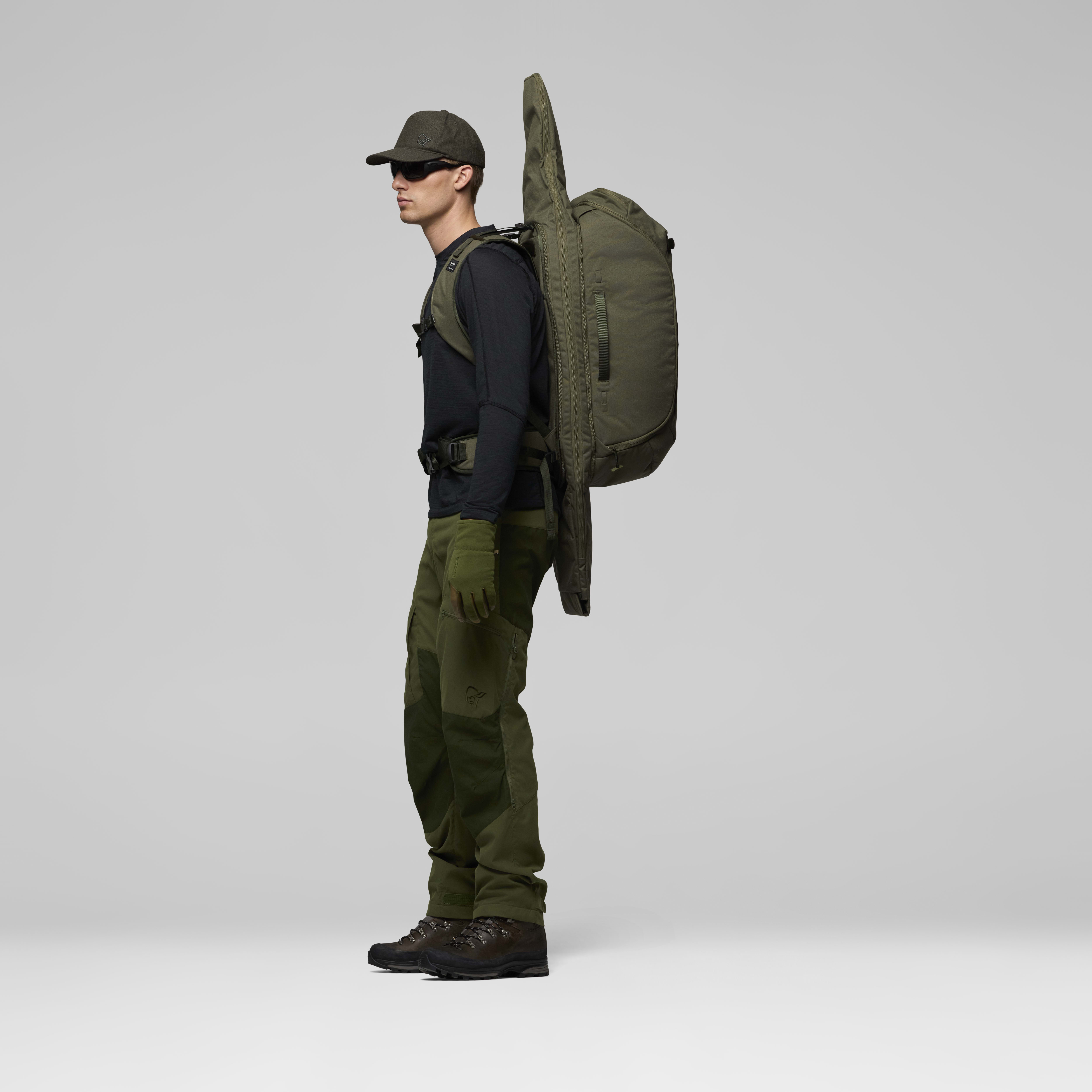 Female Look back image of kvinnherad 45L Pack Olive Night