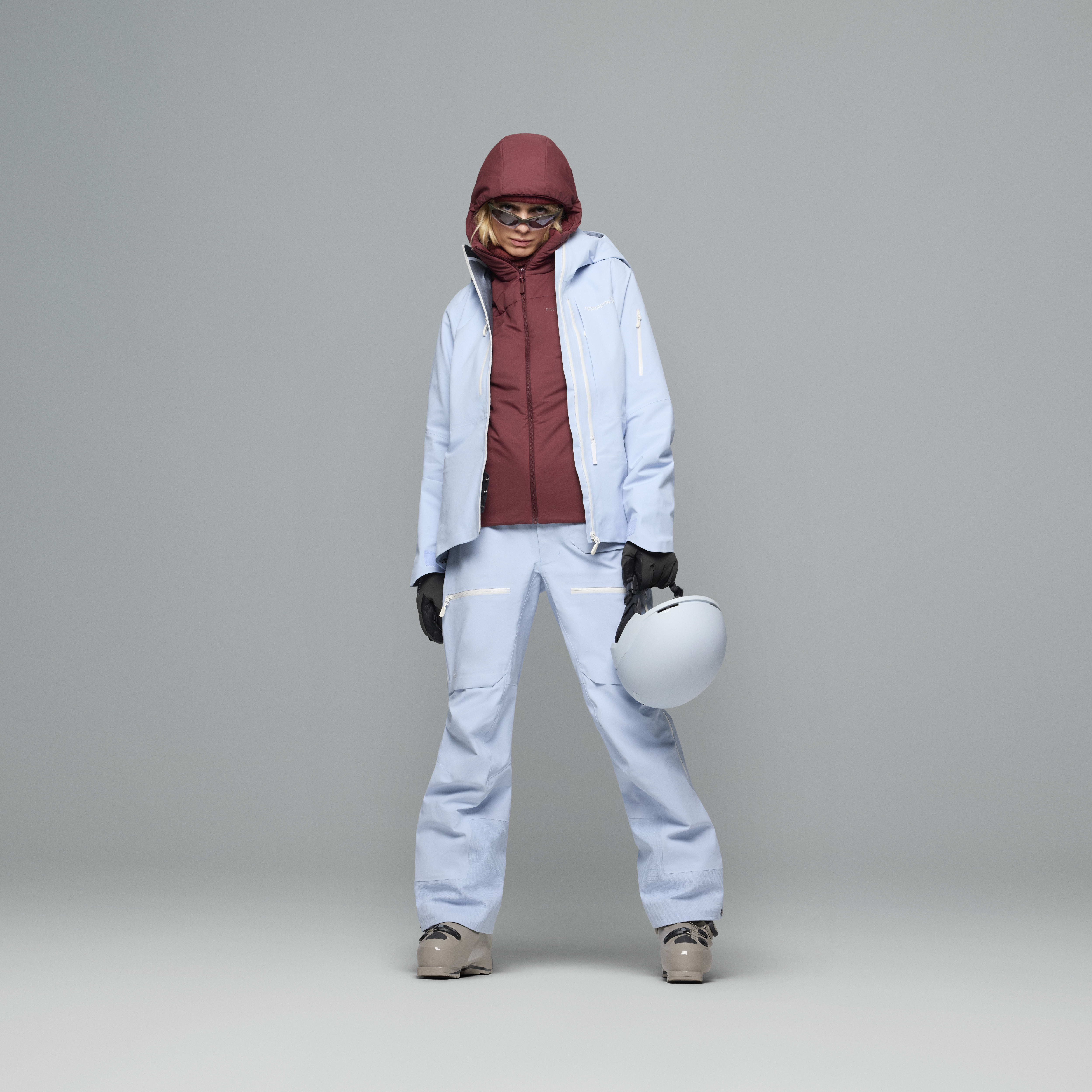 Female Look side image of lofoten Gore-Tex Pro Pants Cashmere Blue