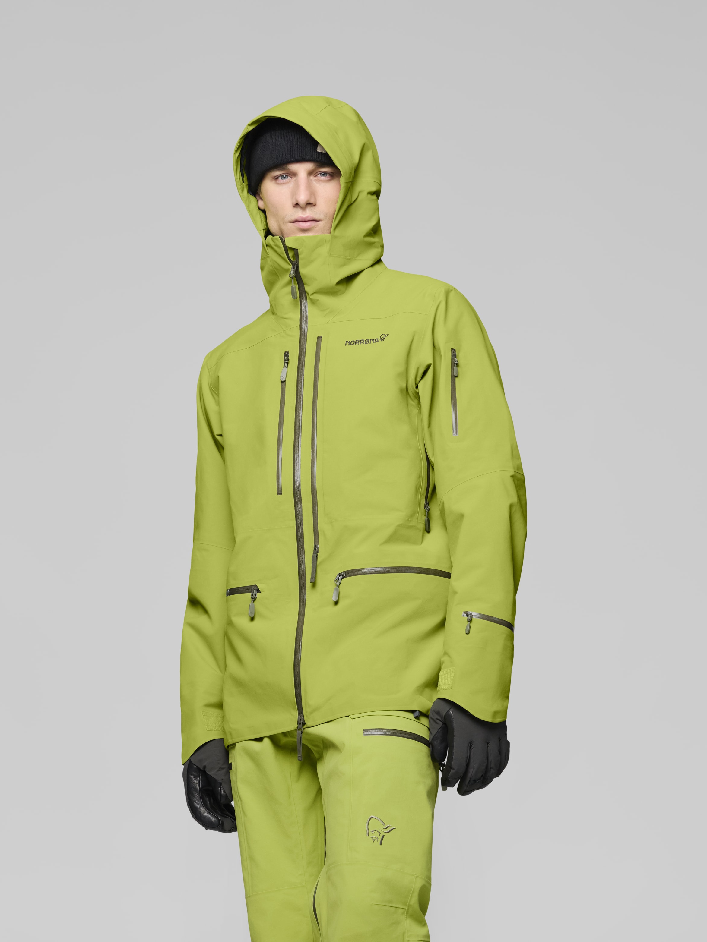 Male Look image of lofoten Gore-Tex Pro Plus Jacket Dark Citron