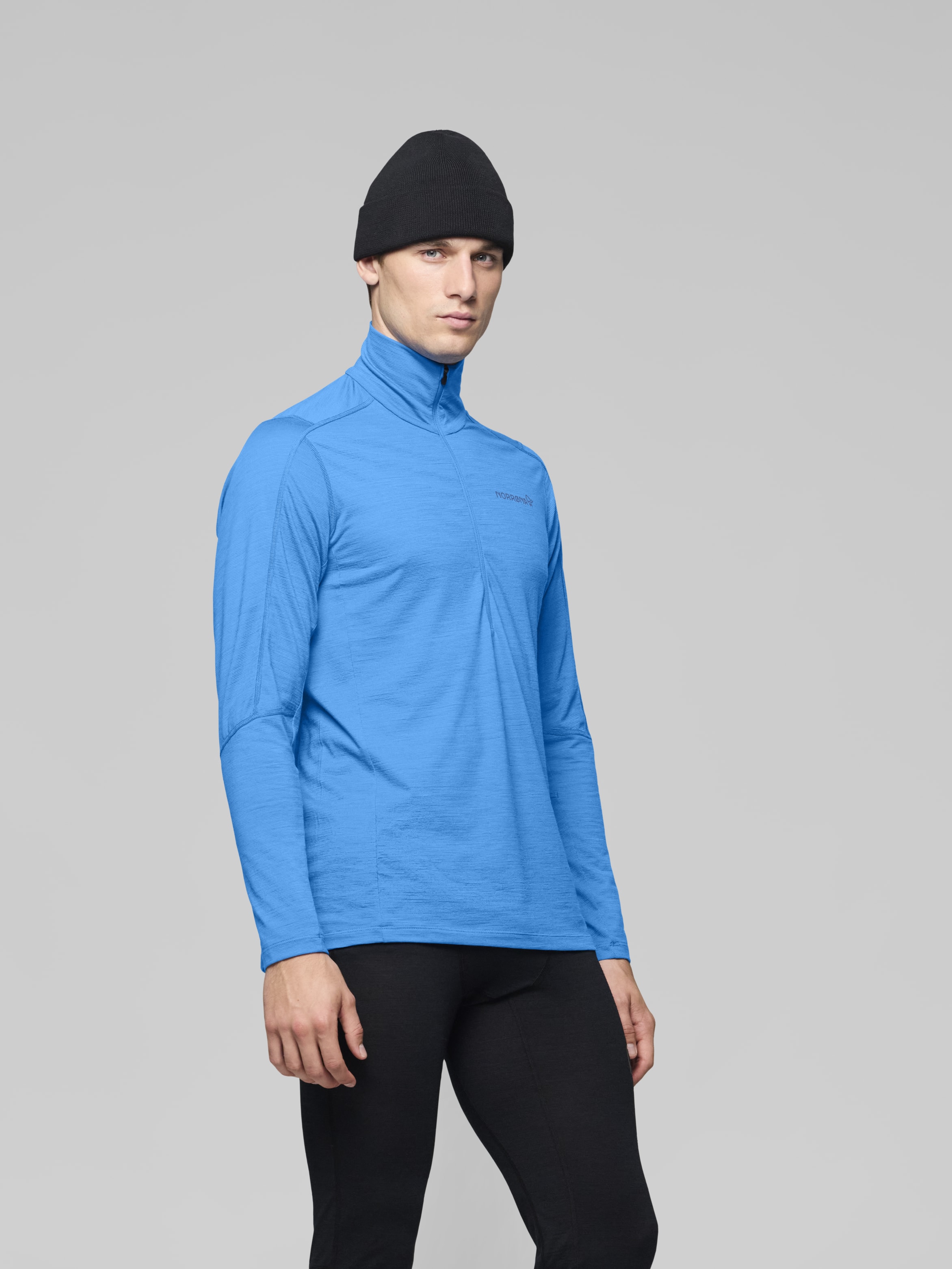Male Look  image of falketind equaliserUll Zip Neck Brilliant Blue