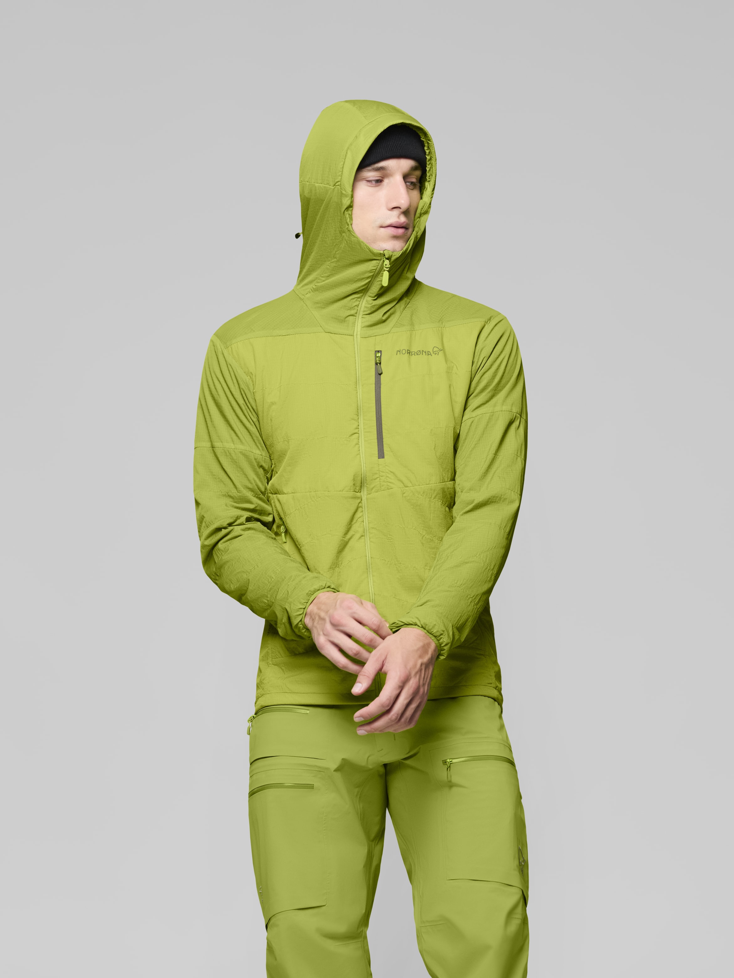 Male Look image of lyngen thermo100active Zip Hood Dark Citron