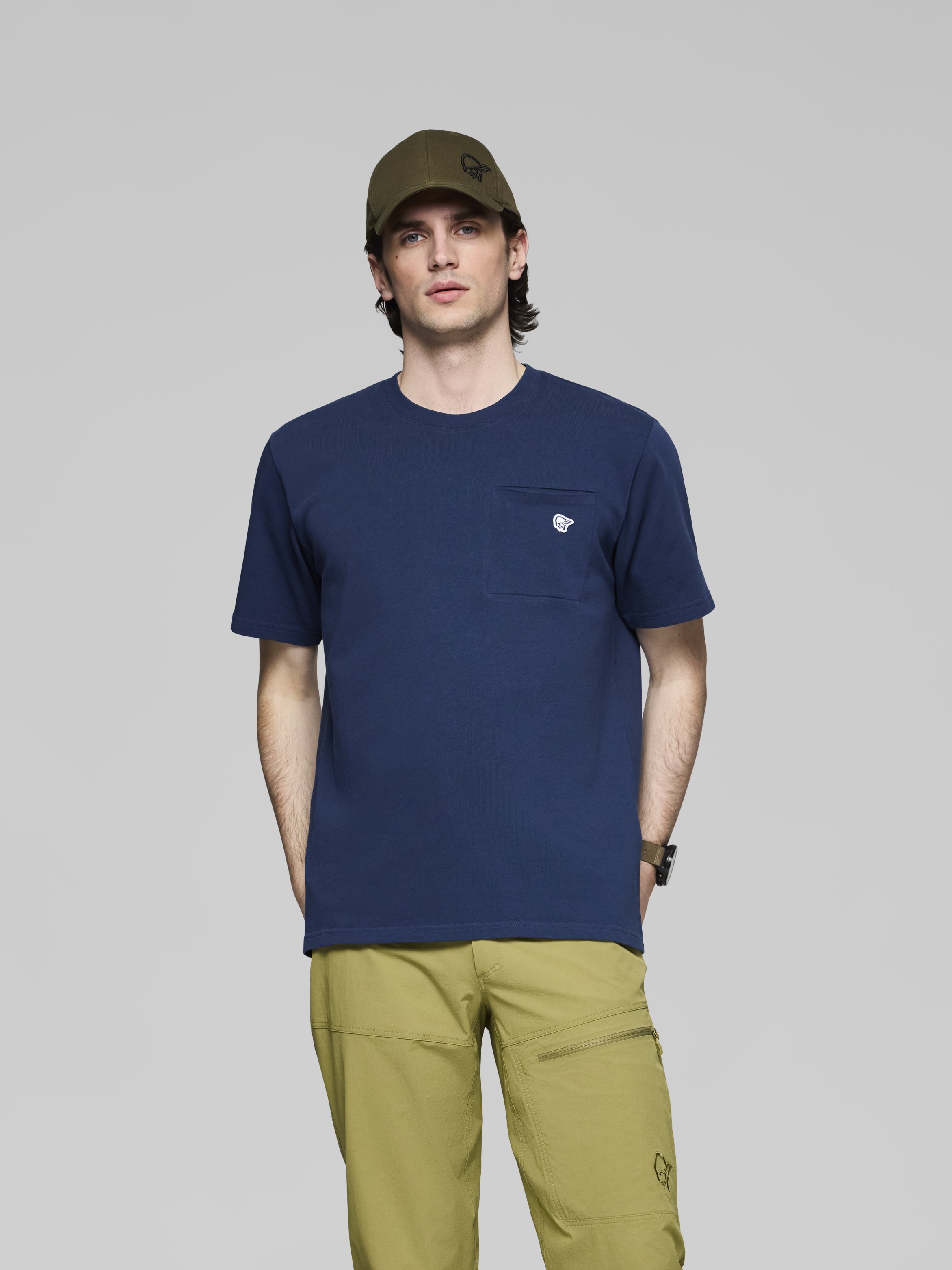 Male Look image of 29 cotton Pocket T-shirt Indigo Night