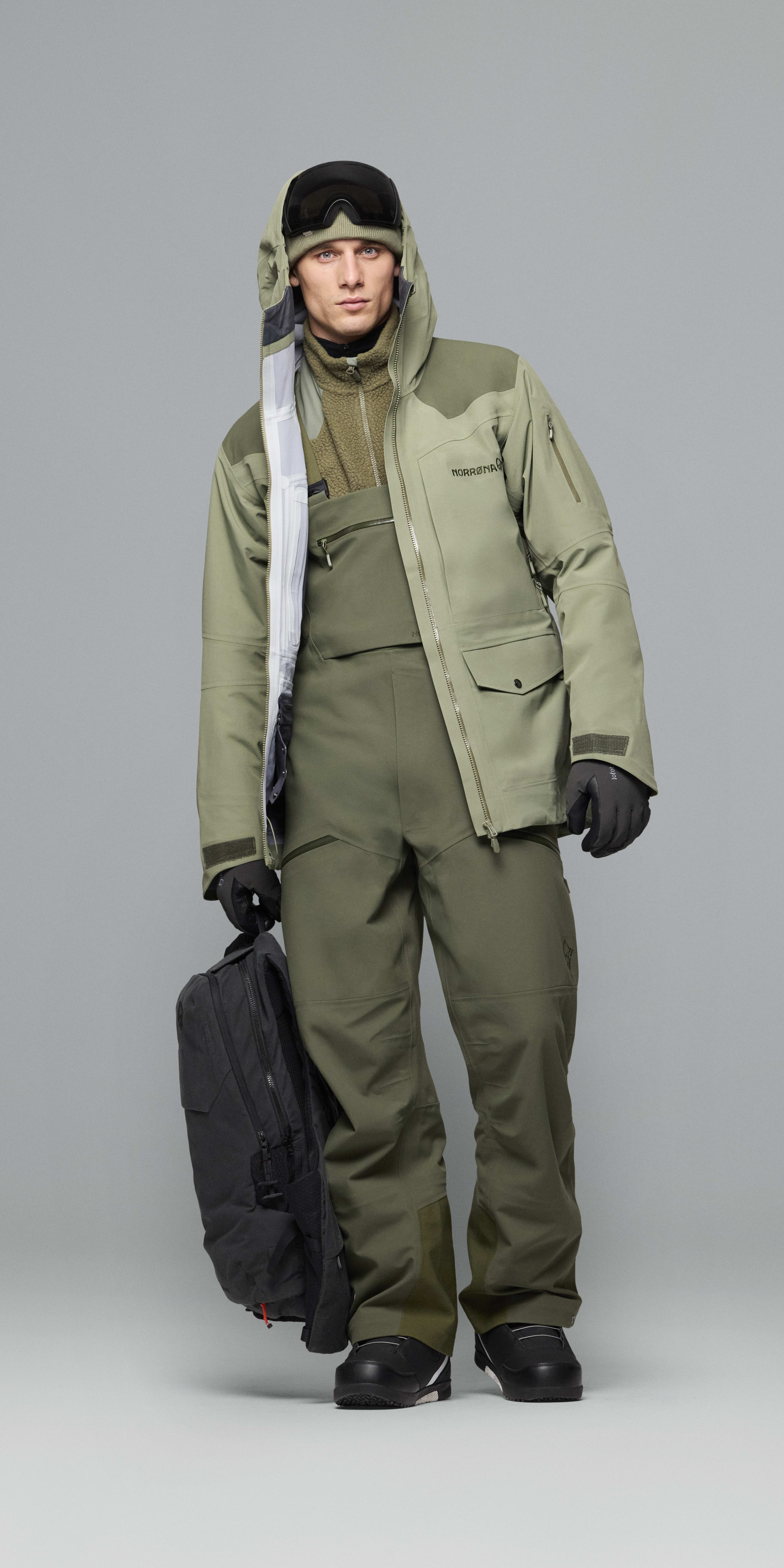 Male Look back image of more flex1 Bibs Deep Lichen Green