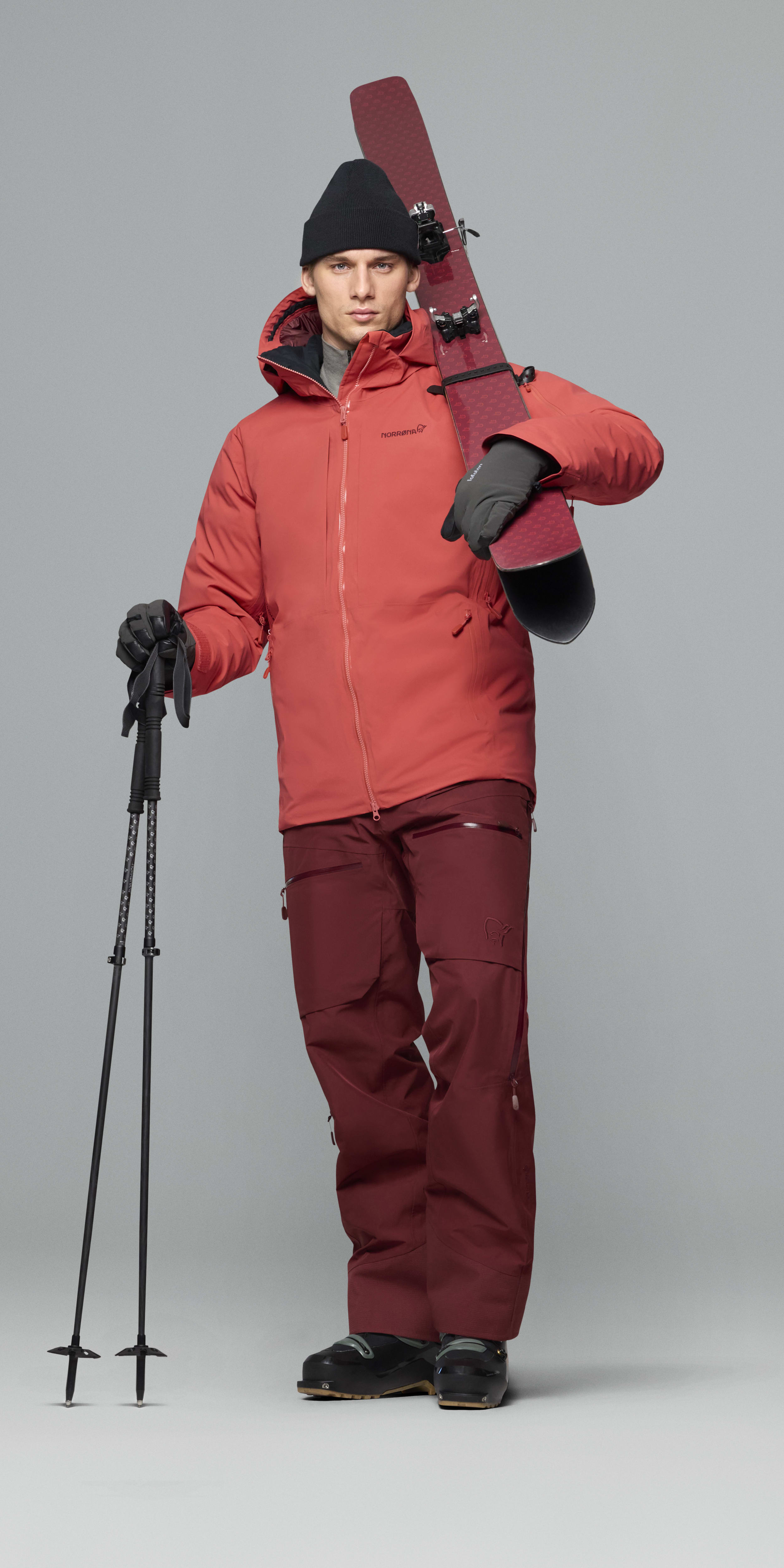 Male Look  image of lofoten Gore-Tex down800 Jacket Baked Apple