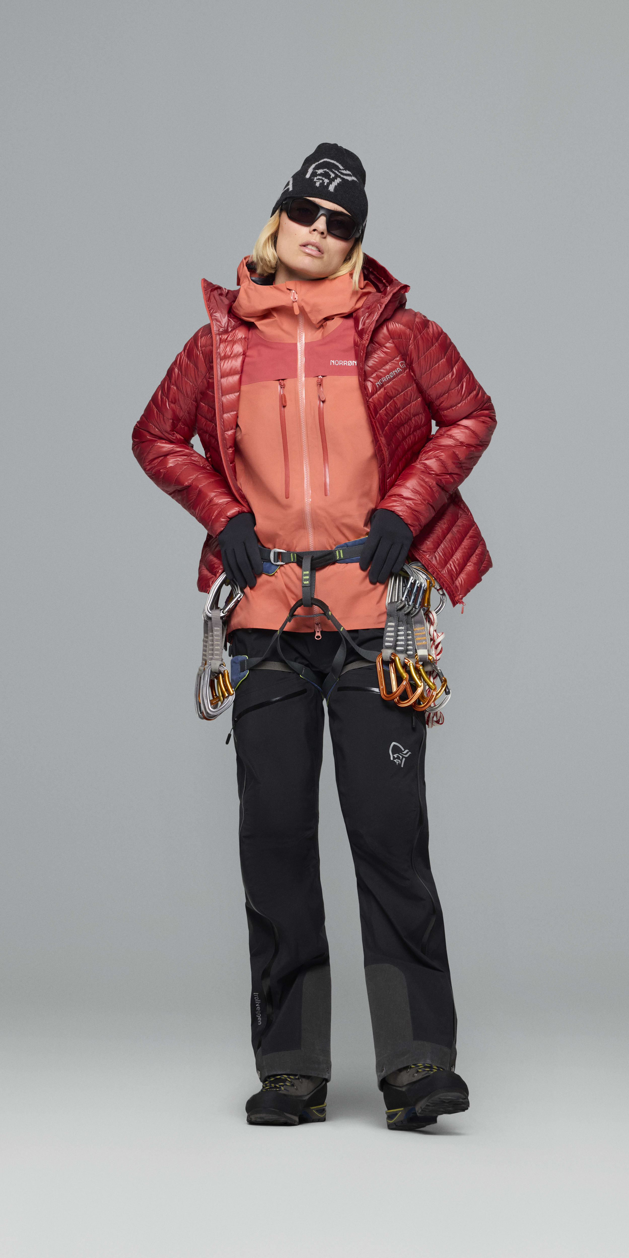 Female Look  image of trollveggen Gore-Tex Pro light Jacket Deep Sea Coral/Baked Apple