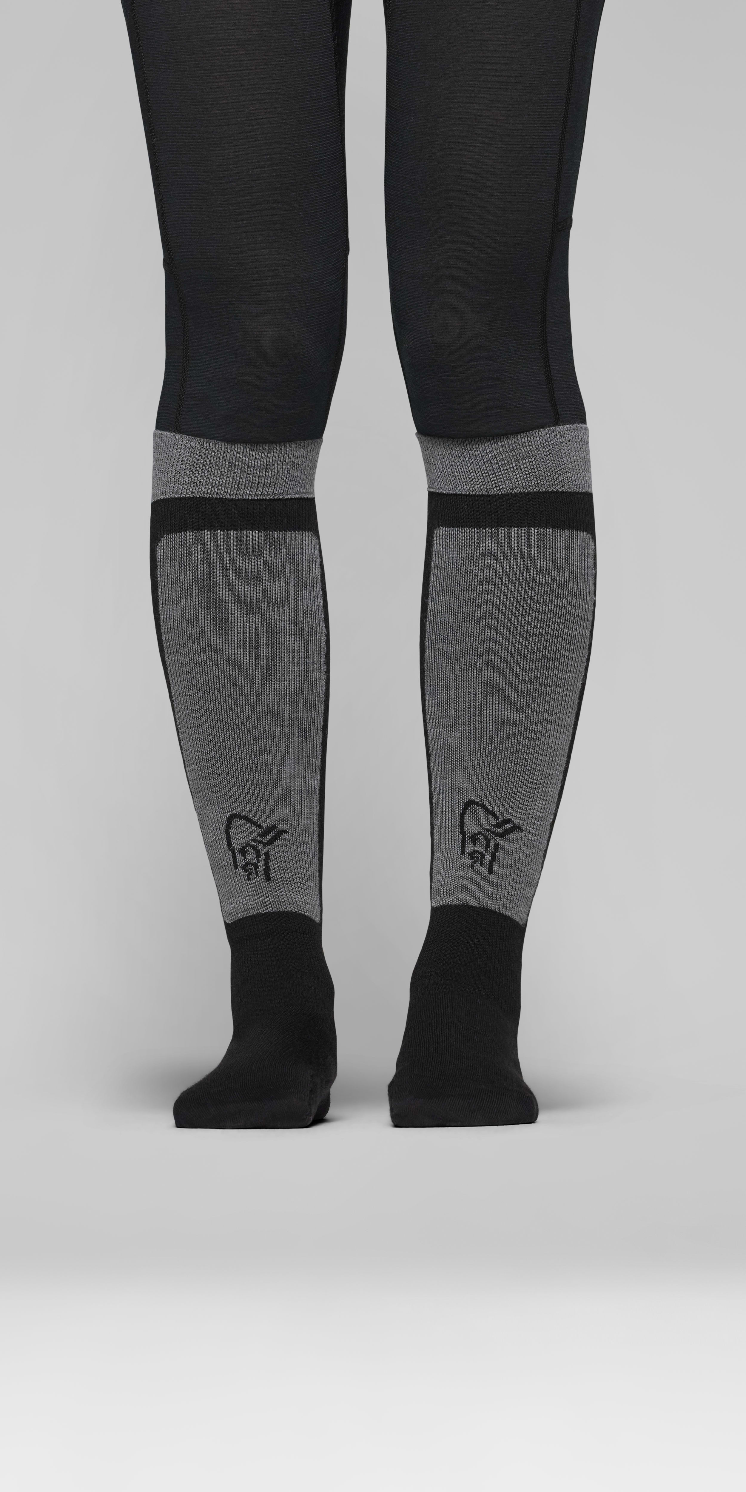 light merinoUll long Socks – Caviar Black/Iron Gate
