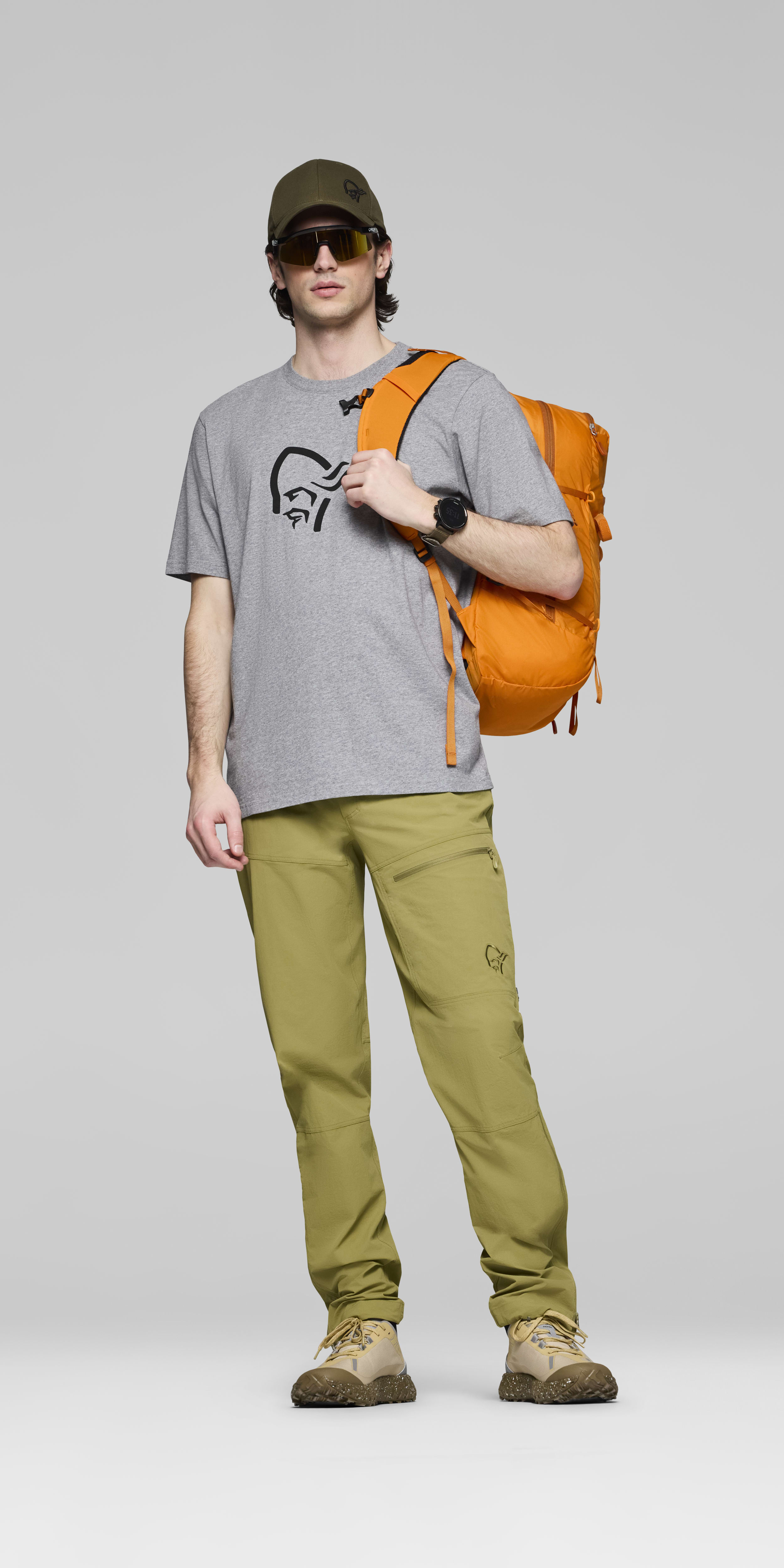 cotton viking T-shirt – Grey Melange/Caviar Black