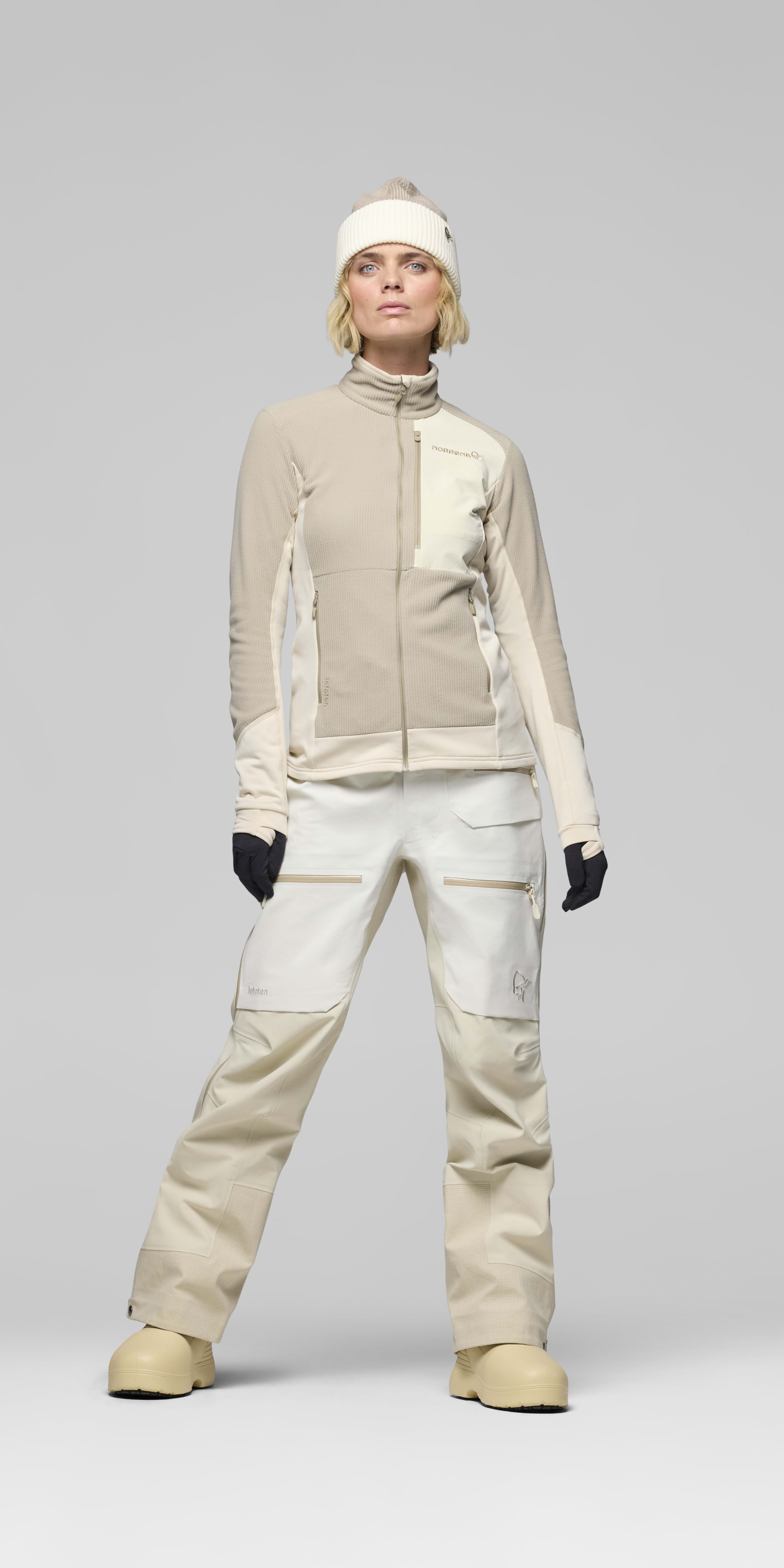Female Look front image of lofoten Gore-Tex Pro Pants Whisper White