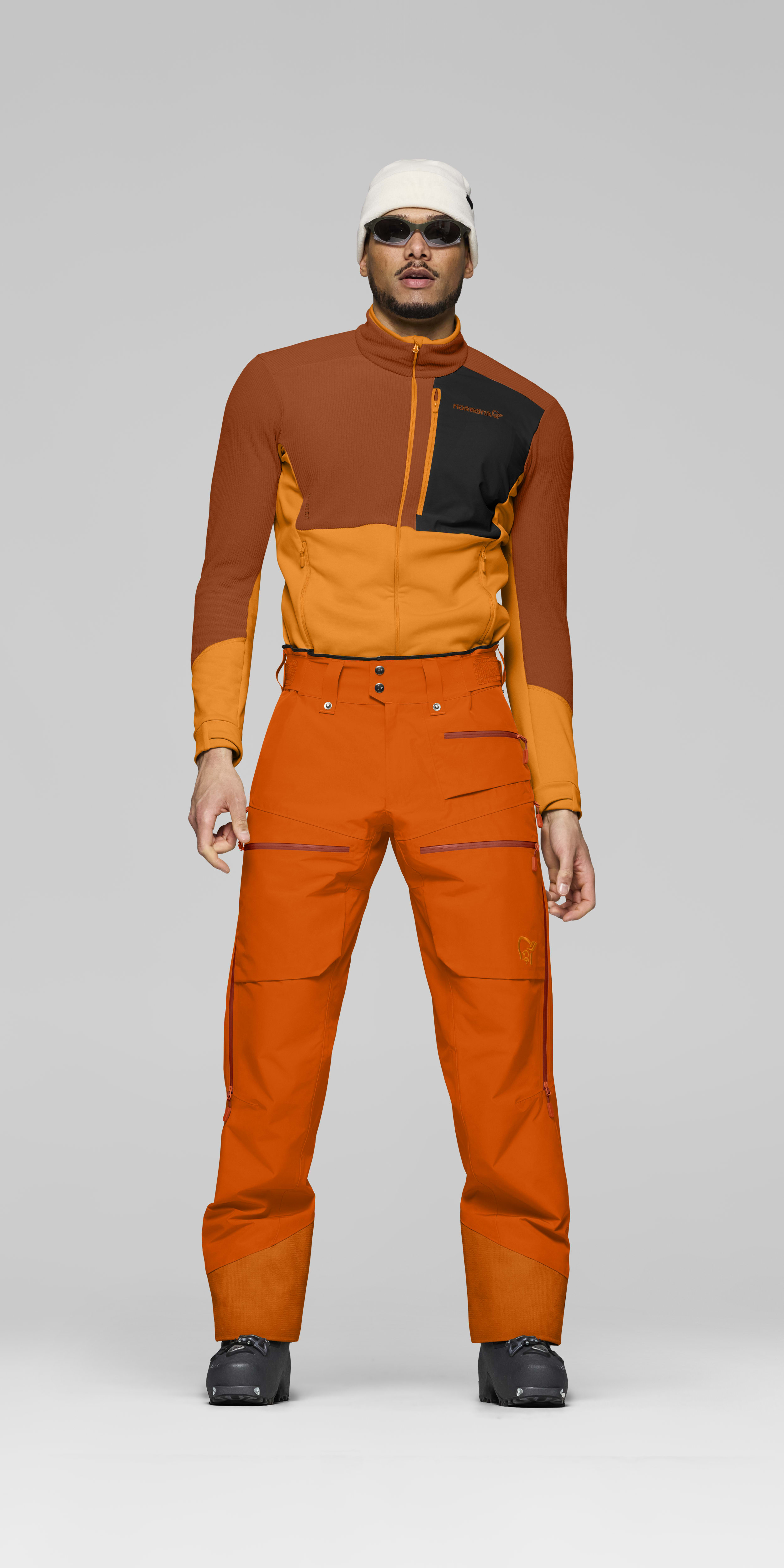 Male Look front image of lofoten Gore-Tex Insulated Pants Gold Flame