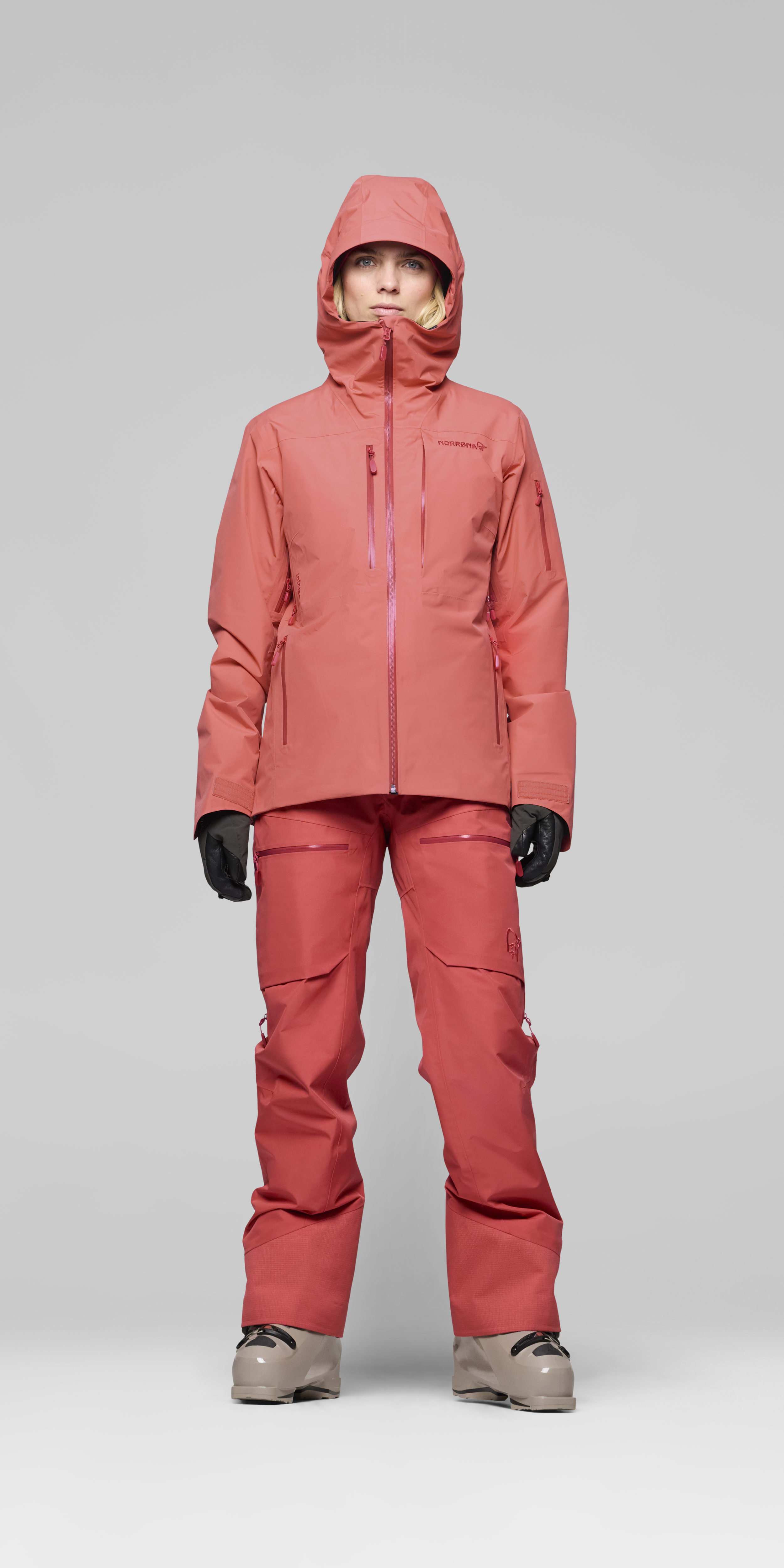 Female Look front image of lofoten Gore-Tex Insulated Jacket Deep Sea Coral