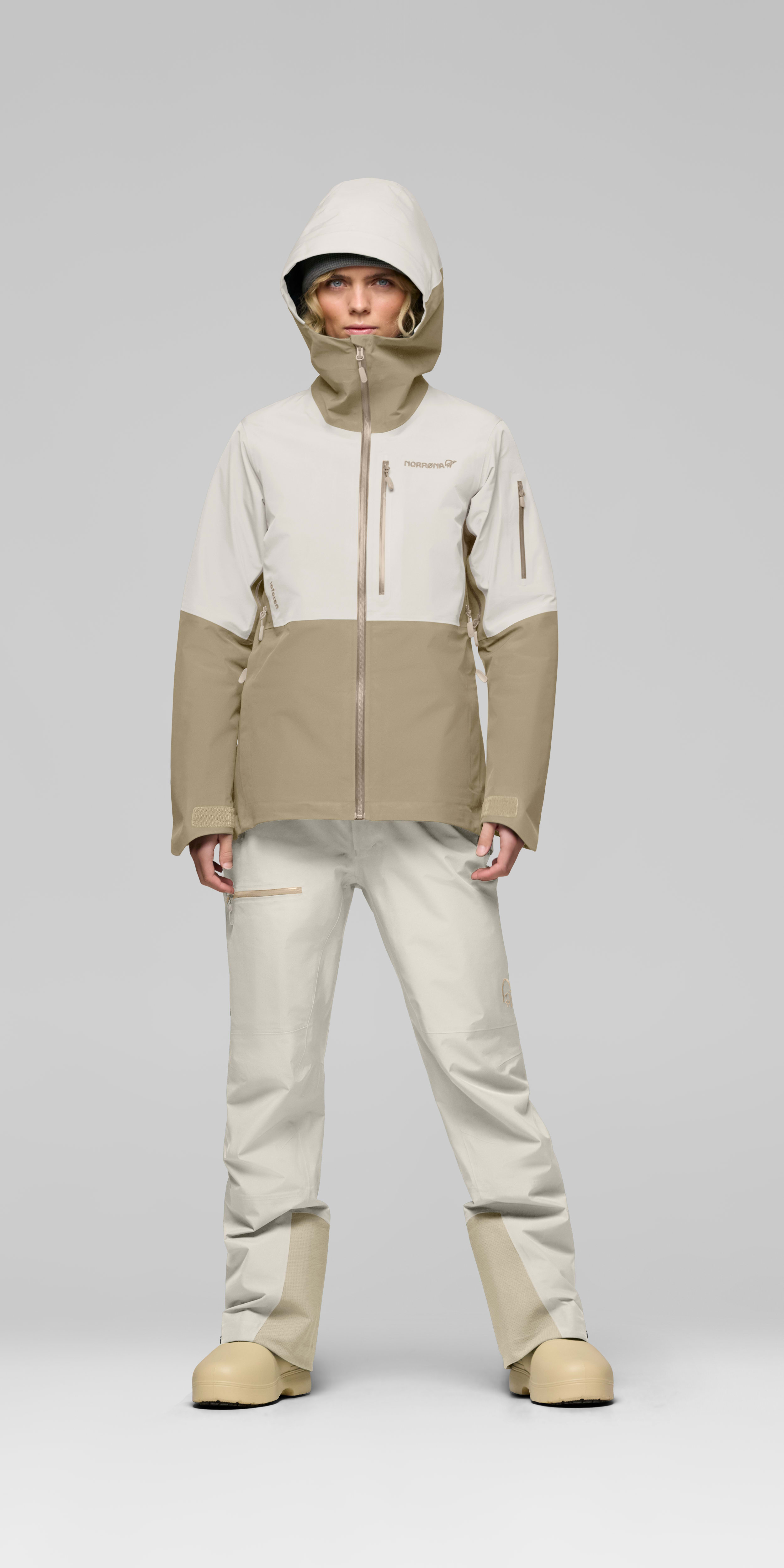 Female Look front image of lofoten Gore-Tex Jacket Oatmeal