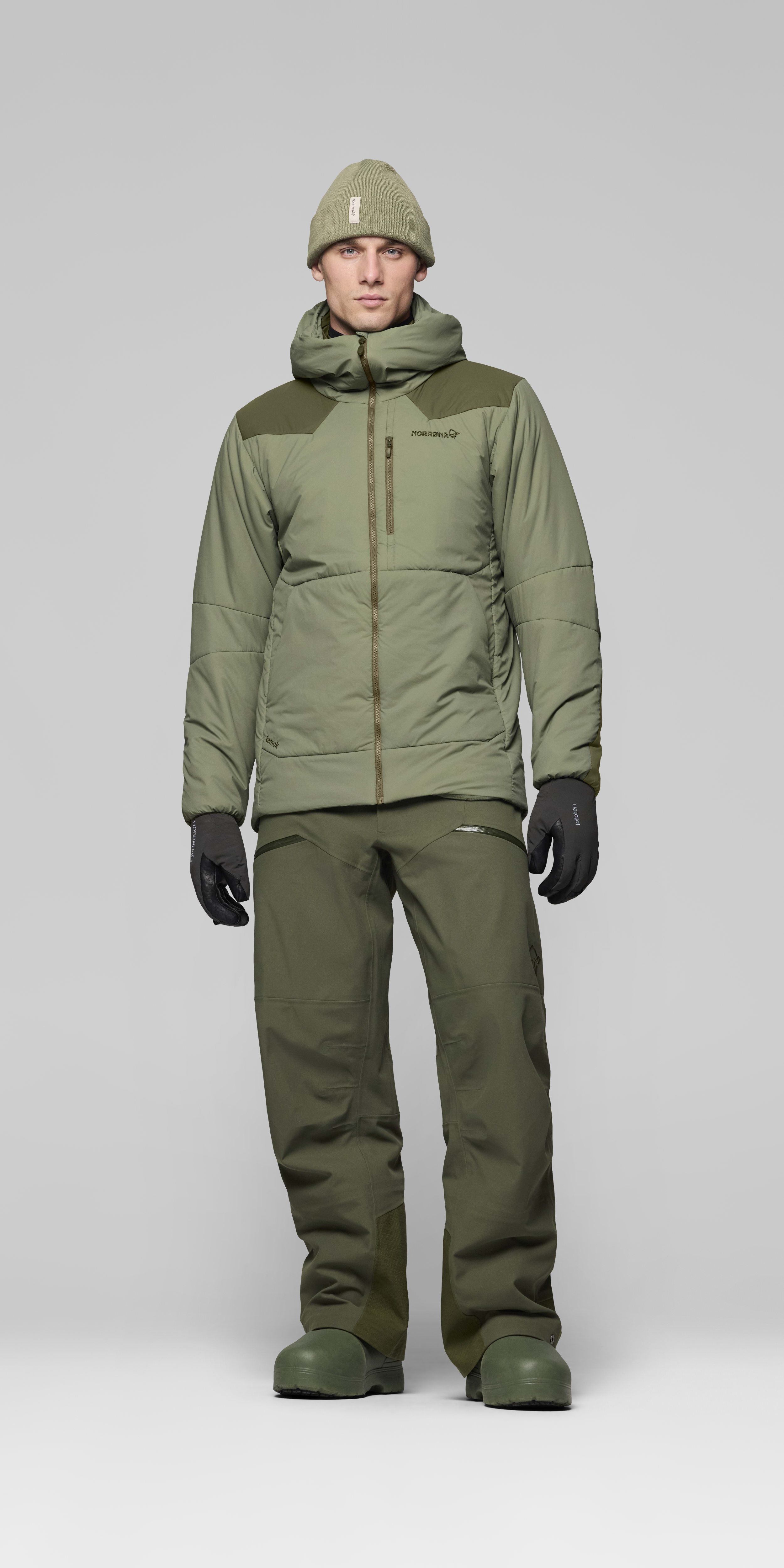 Male Look front image of tamok thermo80 Zip Hood Olive Night/Deep Lichen Green