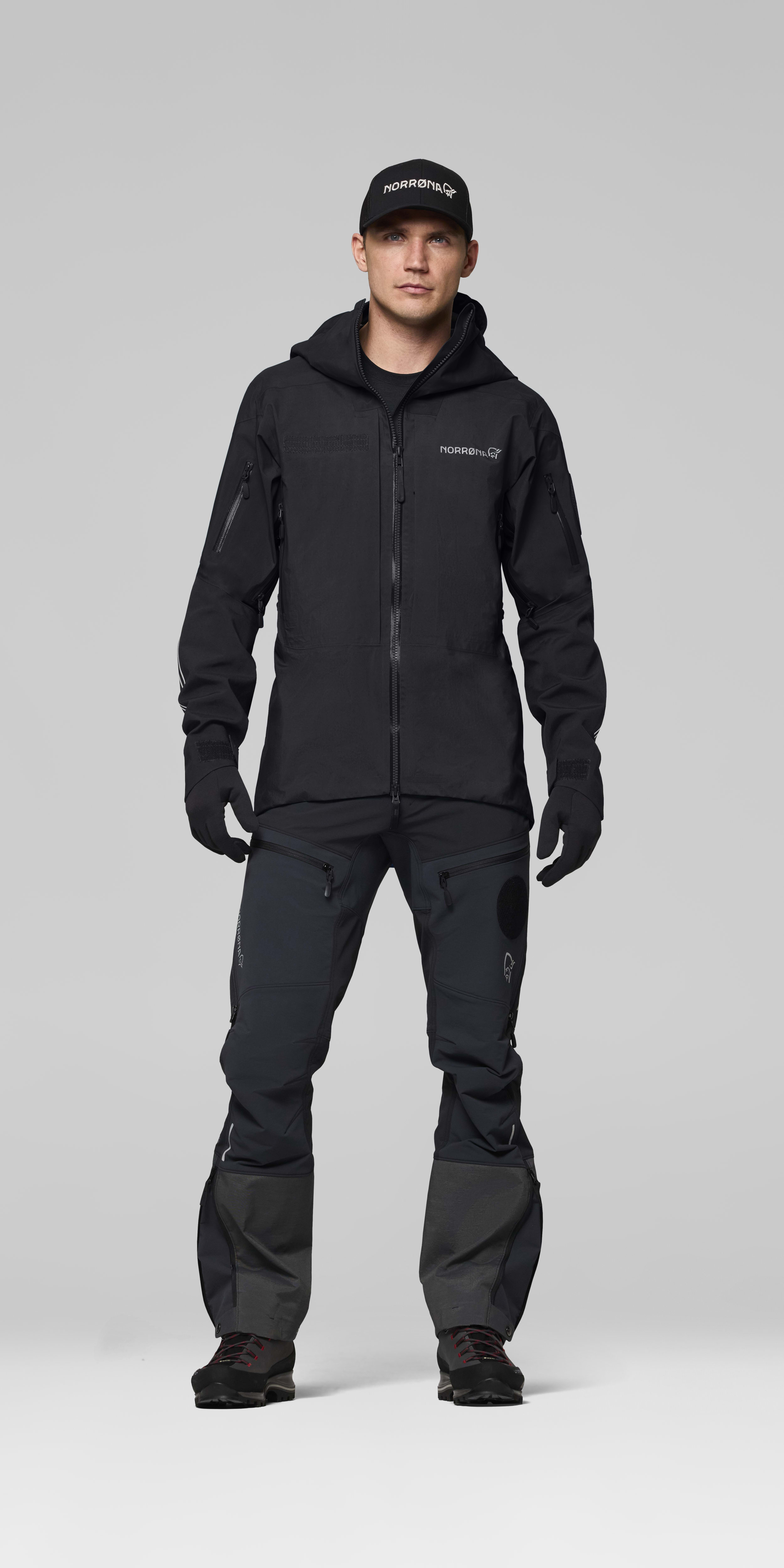 Male Look opening image of trollveggen Gore-Tex Pro rescue Jacket Caviar Black