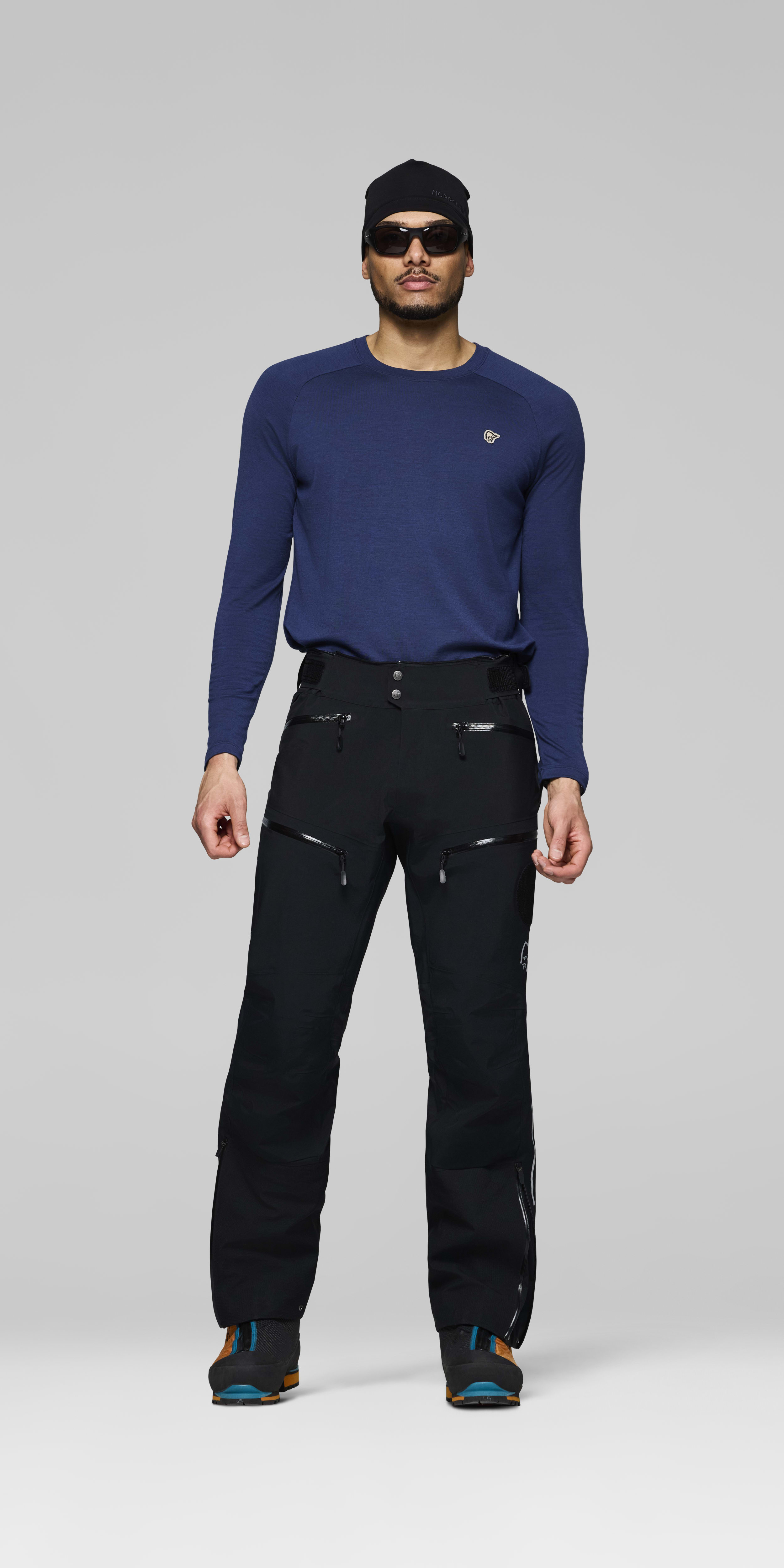 Male Look front image of trollveggen Gore-Tex Pro rescue Pants Caviar Black