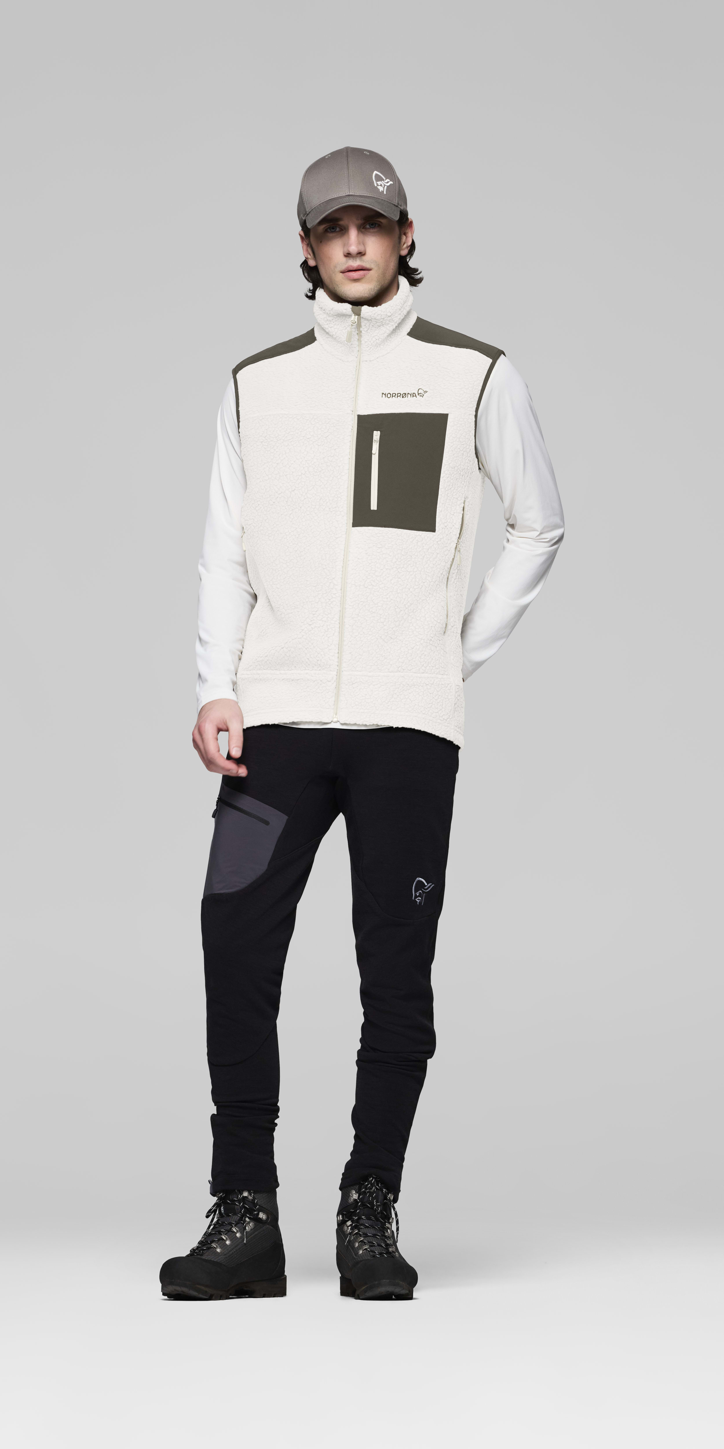 Male Look opening image of trollveggen warm3 Vest Whisper White