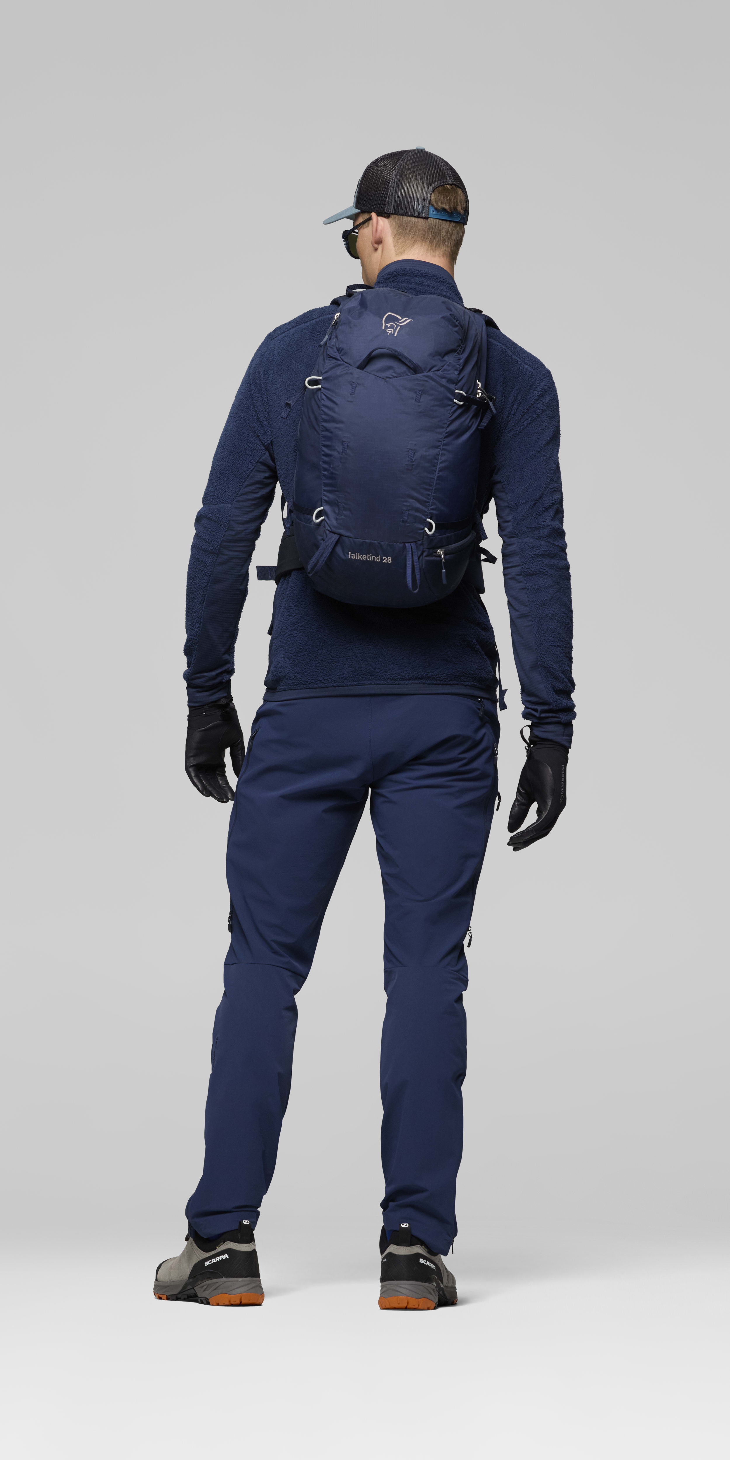 Female Look front image of falketind econyl70 28L Pack Indigo Night