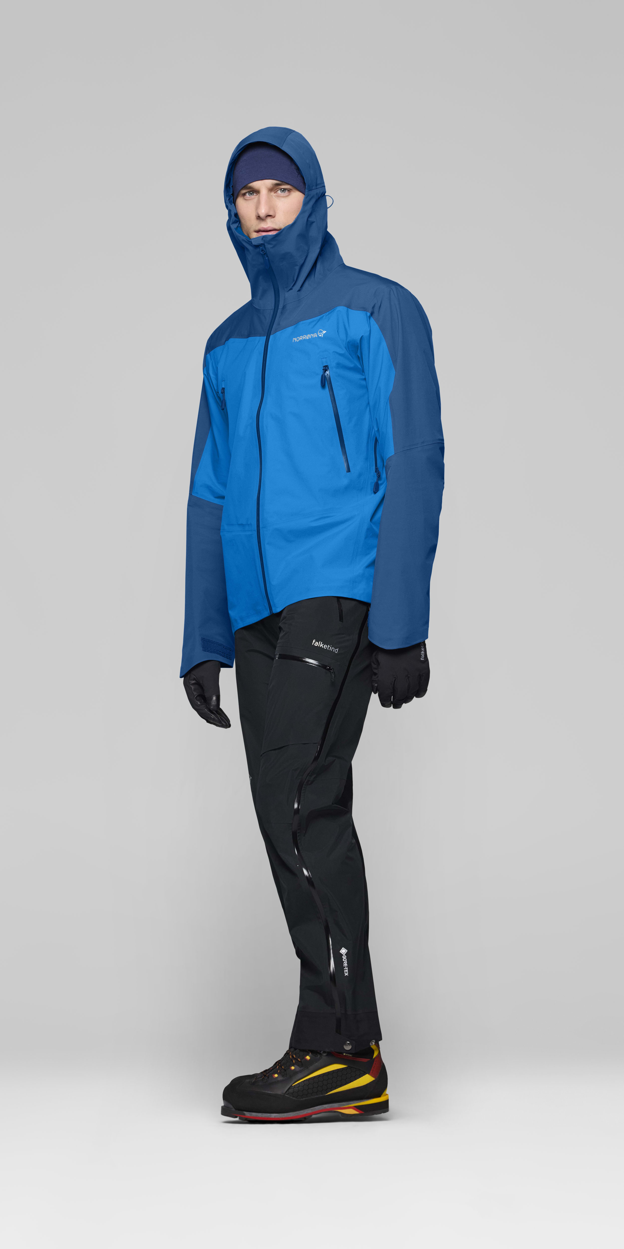 Male Look side image of falketind Gore-Tex Jacket Brilliant Blue/Dark Blue
